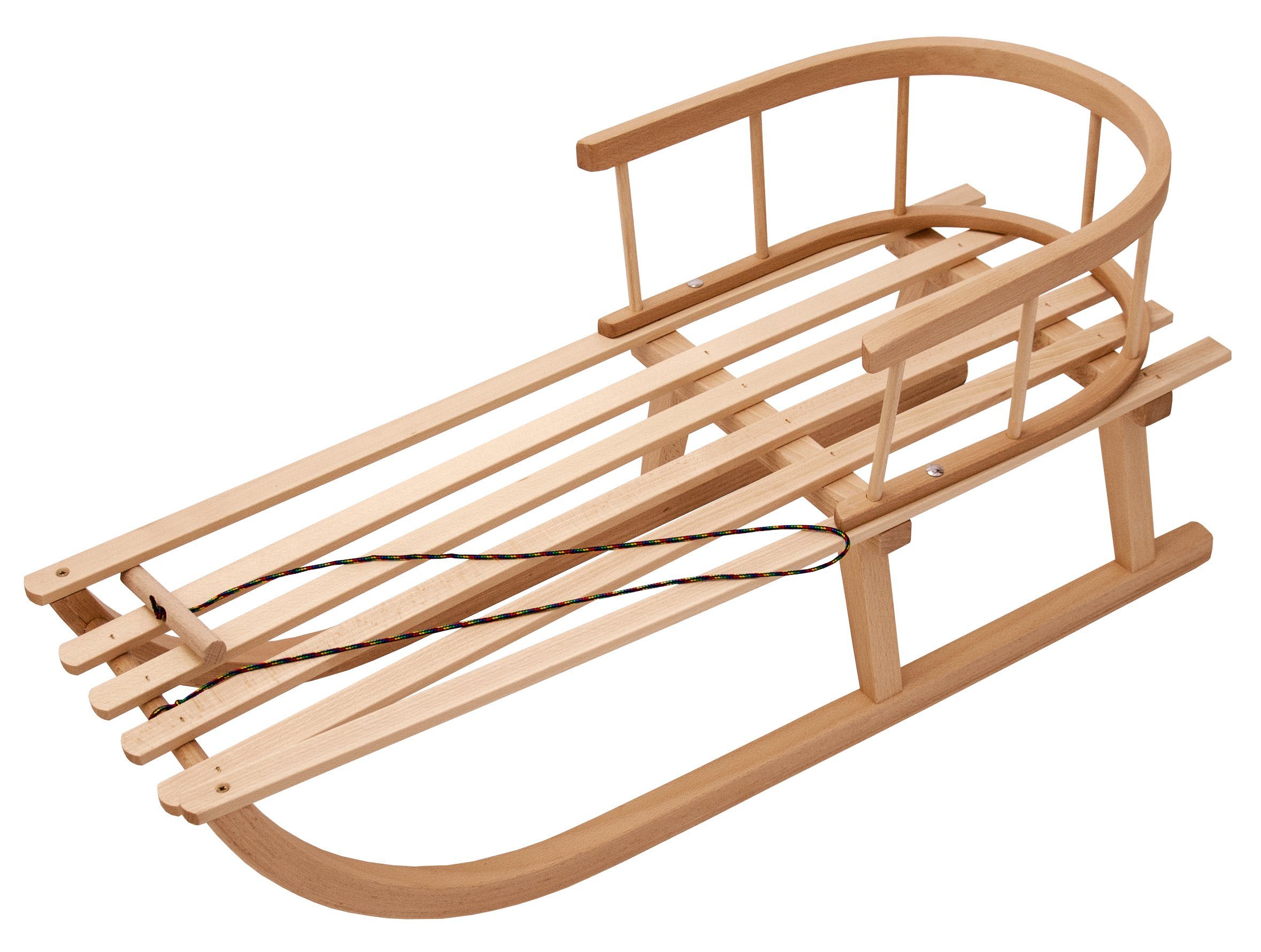 Schlitten Holzschlitten, Kinderschlitten mit Rückenlehne