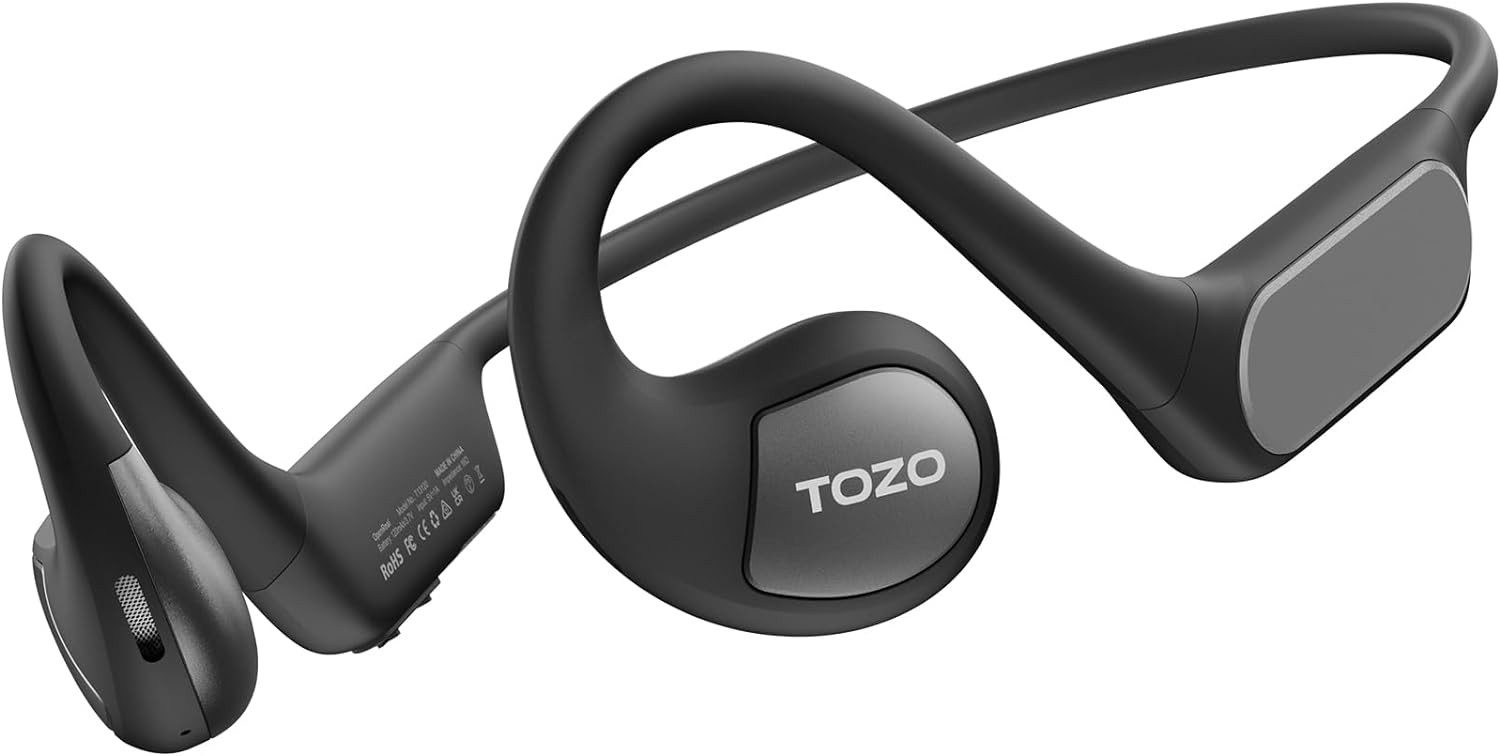 TOZO Luftleitungstechnologie & Ergonomisches Design Open-Ear-Kopfhörer (Kristallklare Anrufe & Bluetooth 5.3: Präzise Stimmaufnahme, Geräuschunterdrückung und stabile Verbindung mit geringer Latenz., Leistungsstarke 16mm dynamische Treiber & eine einfache TouchSteuerung)