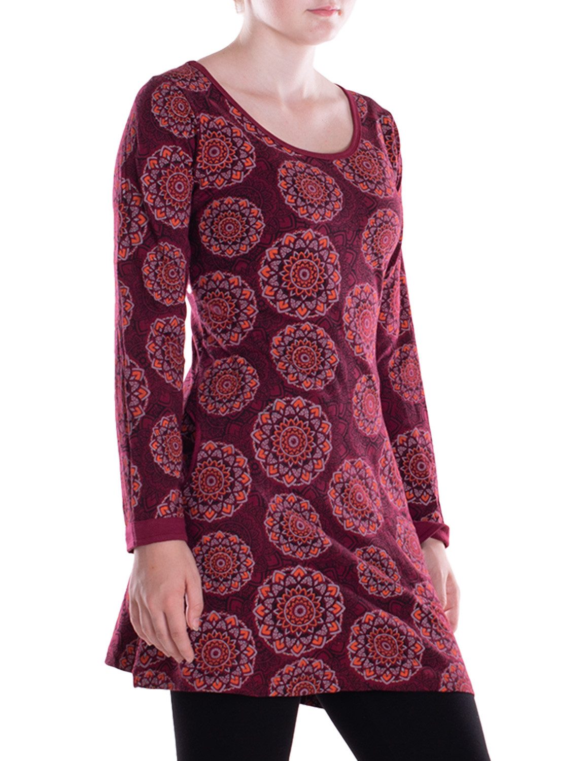 Tunikakleid Leichtes Langarmshirt-Kleid Damen Kleider Langarm Tunika retro