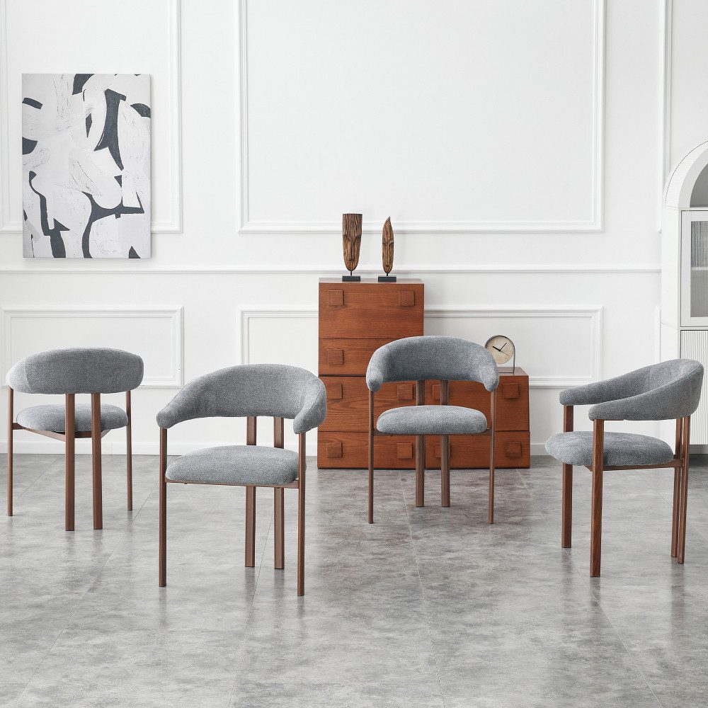 BBWL Polsterstuhl Fassstuhl 2/4er Set Esszimmerstuhl Stoff gepolstert mit Eisenbeinen, moderner Sessel ergonomisch bequem Wohnzimmerstuhl