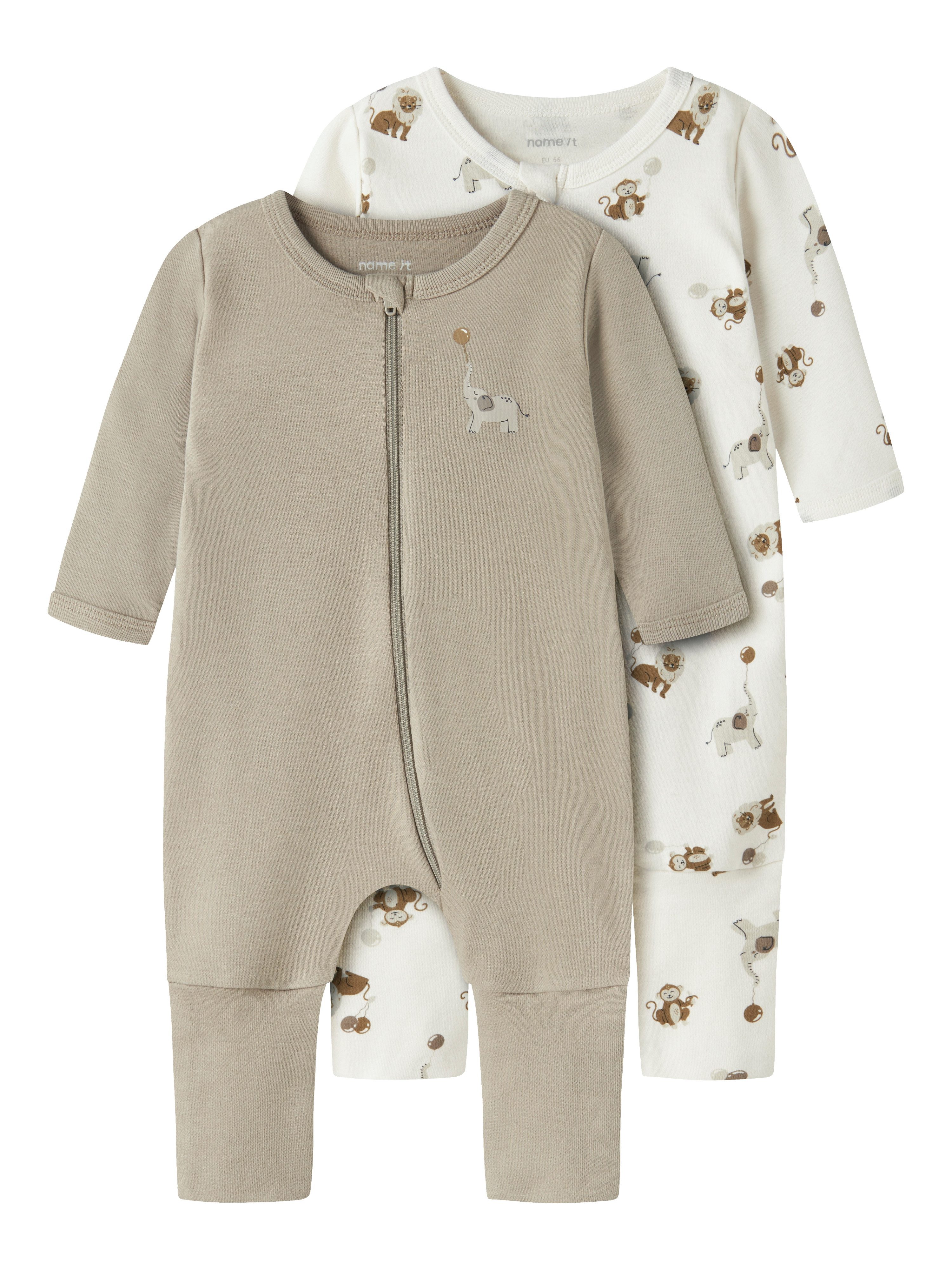 Name It Schlafoverall NBNNIGHTSUIT 2P ZIP FF ANIMAL NOOS (Packung, 2-tlg)