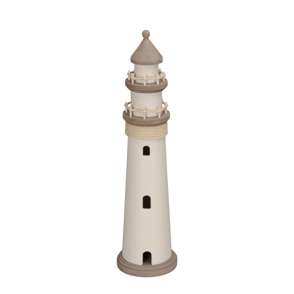 Posiwio Dekoobjekt Leuchtturm GREY grau weiß aus Holz H48cm Deko mari