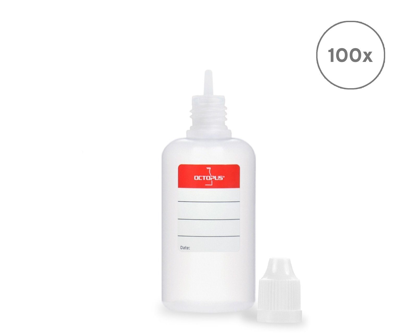 Kanister 100 Plastikflaschen 50ml LDPE, G14, Tropfeinsatz, Крышки weiß