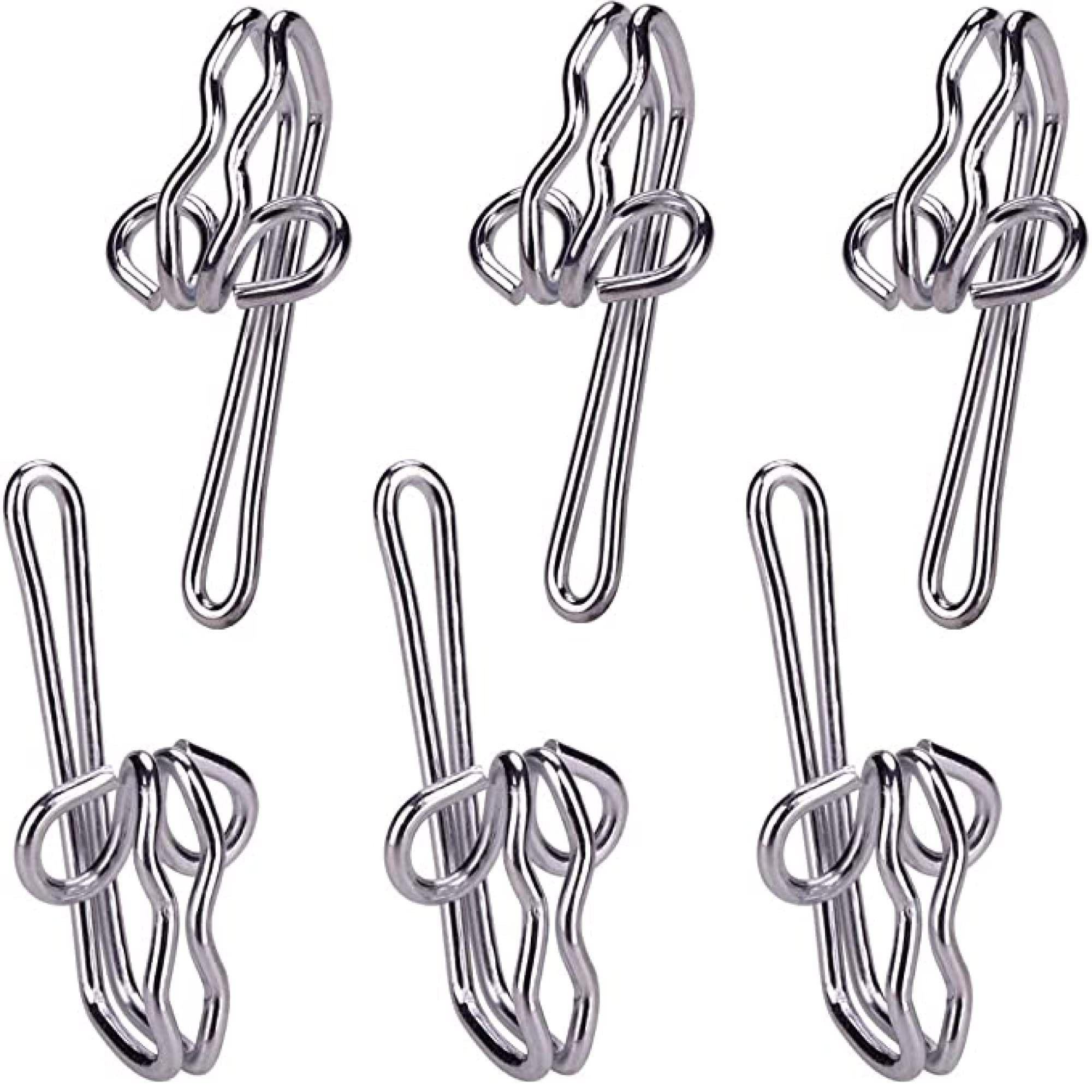 H&S Spanngurt Metal Curtain Hooks - 100 Stainless Steel Hooks Metal Curtain Hooks - 100 Hooks - Stainless Steel