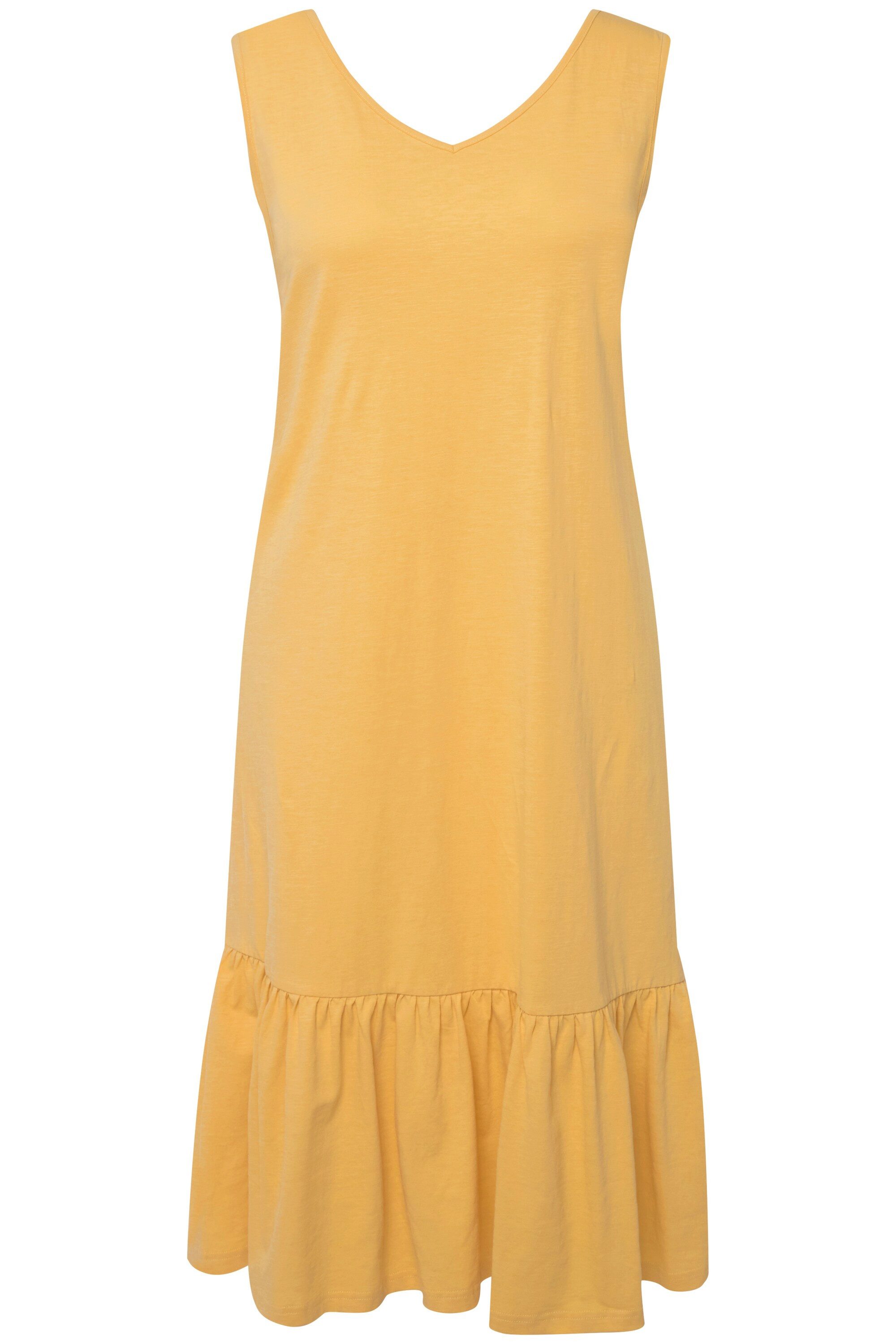 Ulla Popken Maxikleid Midikleid Volant V-Ausschnitt günstig online kaufen