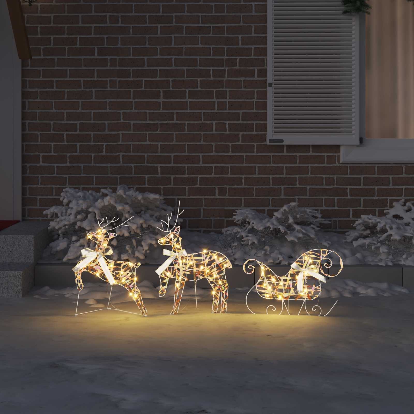 vidaXL Christbaumschmuck LED Rentiere mit 60 LEDs 3 pcs Warmes Weiß PET (3-tlg)