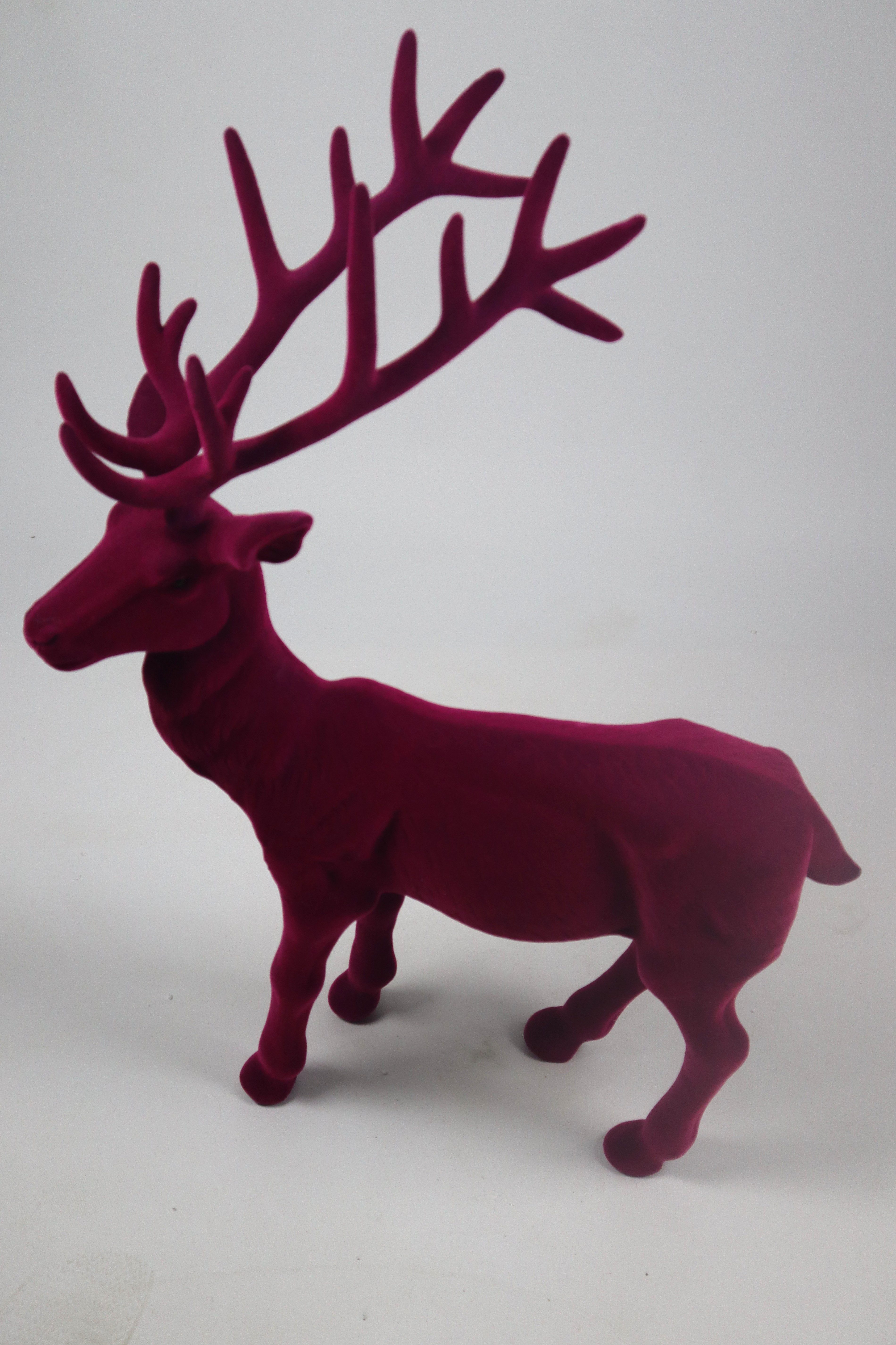 AM Design Weihnachtsfigur Rentier stehend mit samtweichem Flock, aus Kunststoff, Höhe 76 cm, in verschiedenen Farben