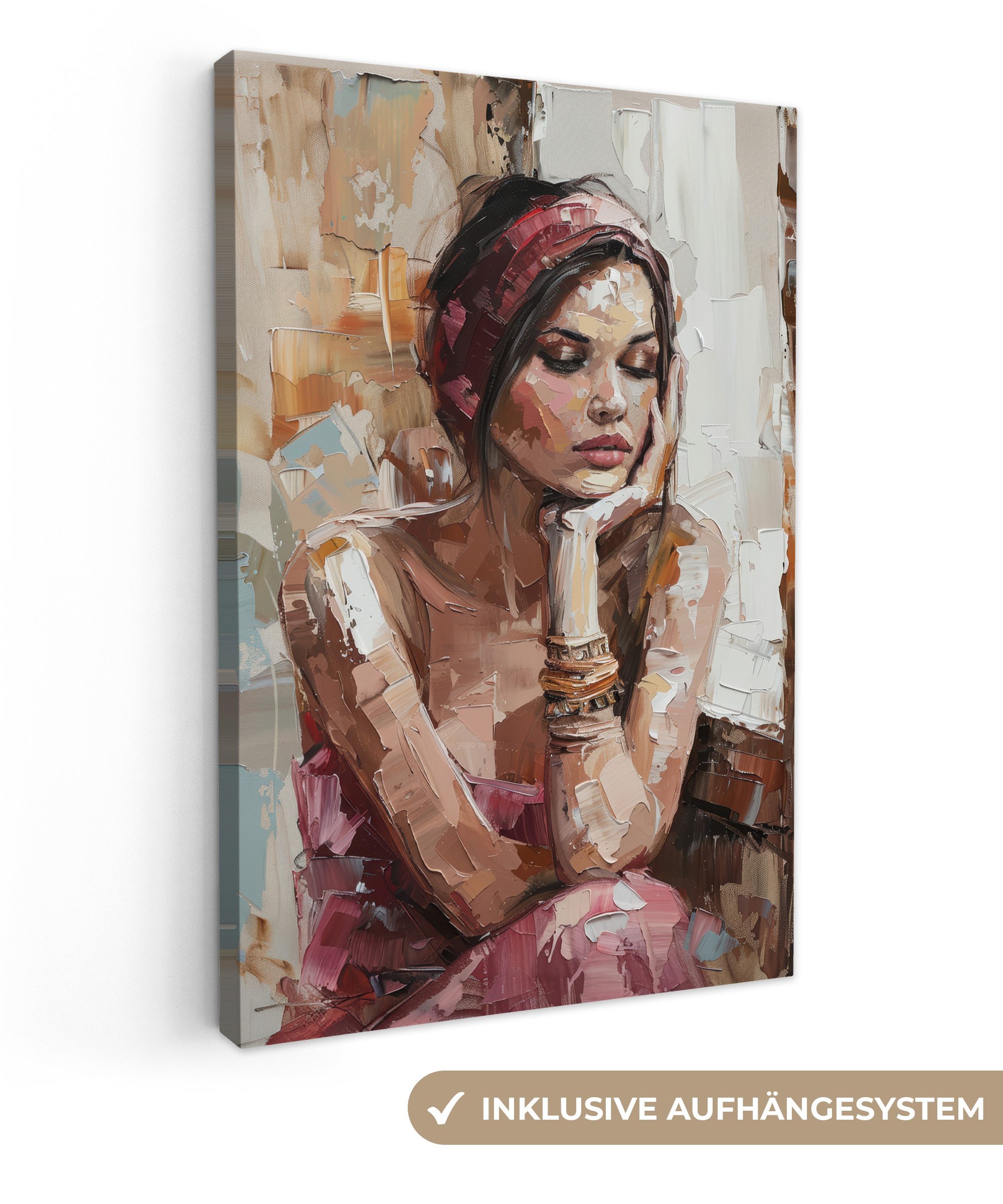 OneMillionCanvasses® Leinwandbild Frau - Lackierung - Porträt - Modern, Fotodruck (1 St), Leinwand Canvas Wandbild, Wanddekoration 20x30 cm