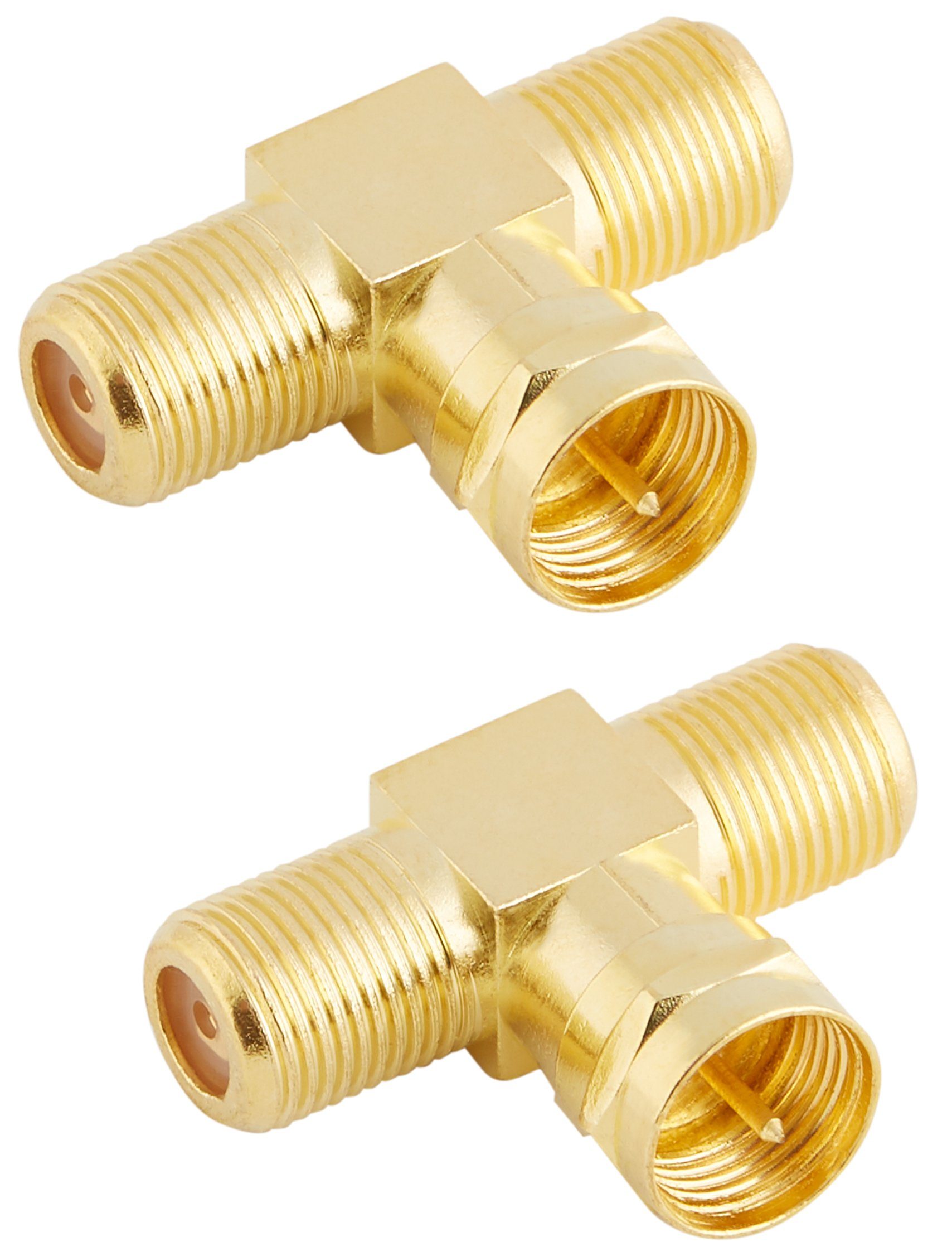 SAT-Verteiler TV Coax Adapter T-Stück (2x F-Buchse auf 1x F-Stecker)