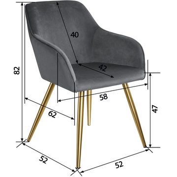 tectake Esszimmerstuhl »6er Set Stuhl Marilyn Samtoptik, goldene« (6er Set, 6 St), gepolstert, gepolsterter Sitz
