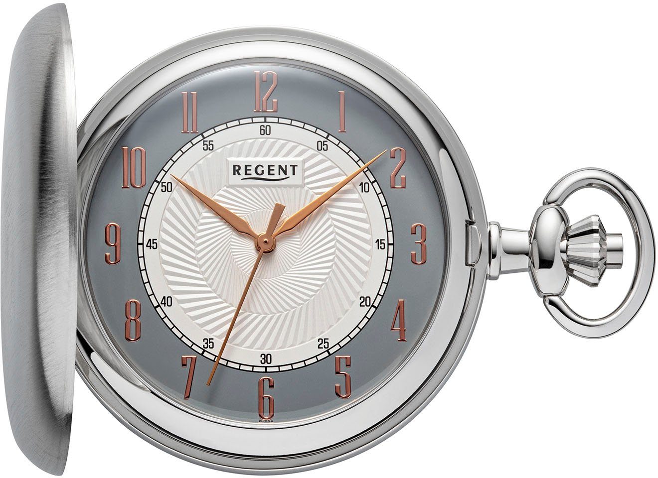 Regent Taschenuhr P728, (Set, 2-tlg., mit Kette), Quarzuhr, Herrenuhr, Acrylglas
