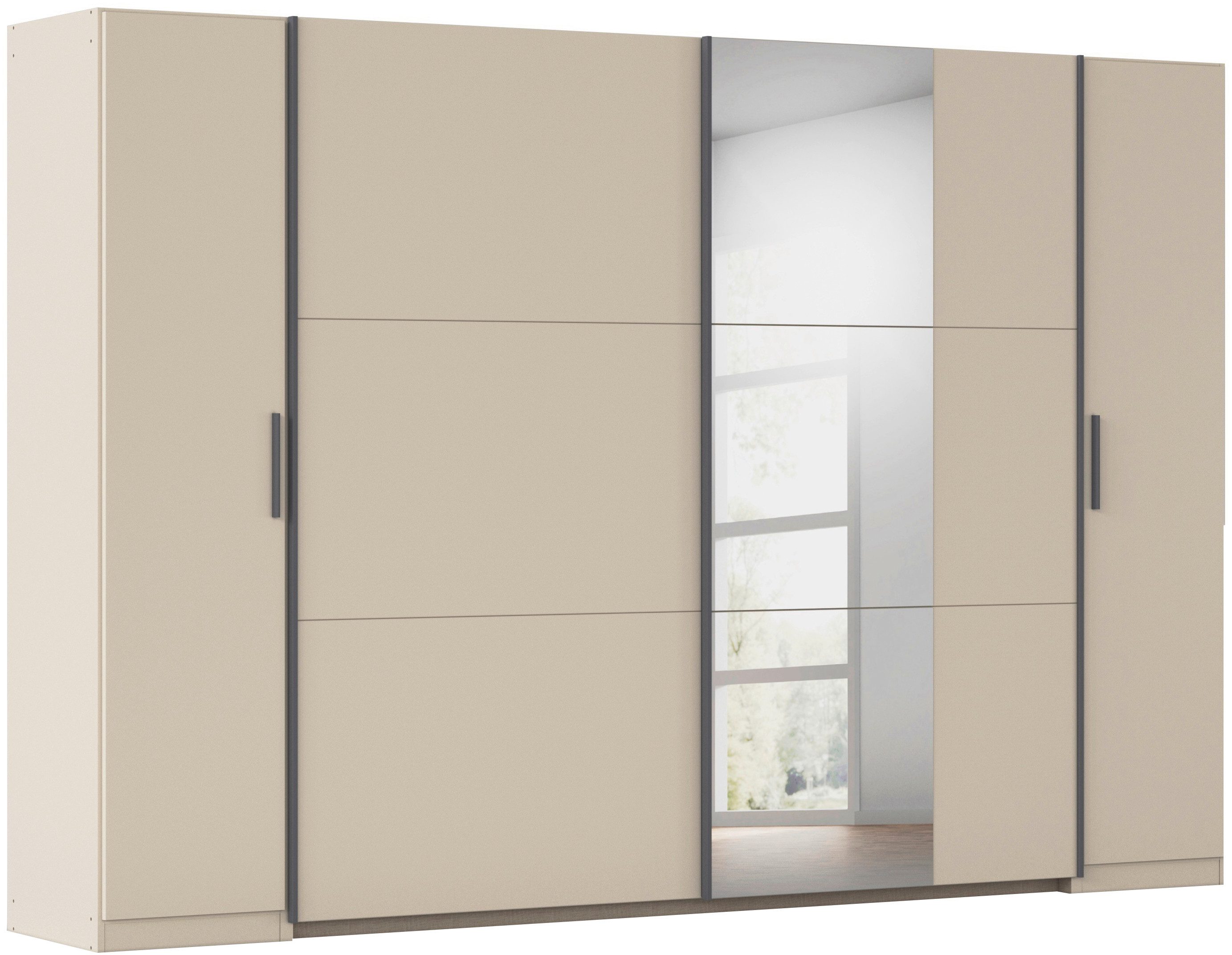 rauch Schwebetürenschrank Kleiderschrank Drehtürenschrank Schrank Garderobe KRONACH (in 3 Ausstattungen BASIC/CLASSIC/PREMIUM, Breiten 225/268/311/354 cm) Kombischrank optional mit 1 oder 2 Spiegel viele Böden MADE IN GERMANY