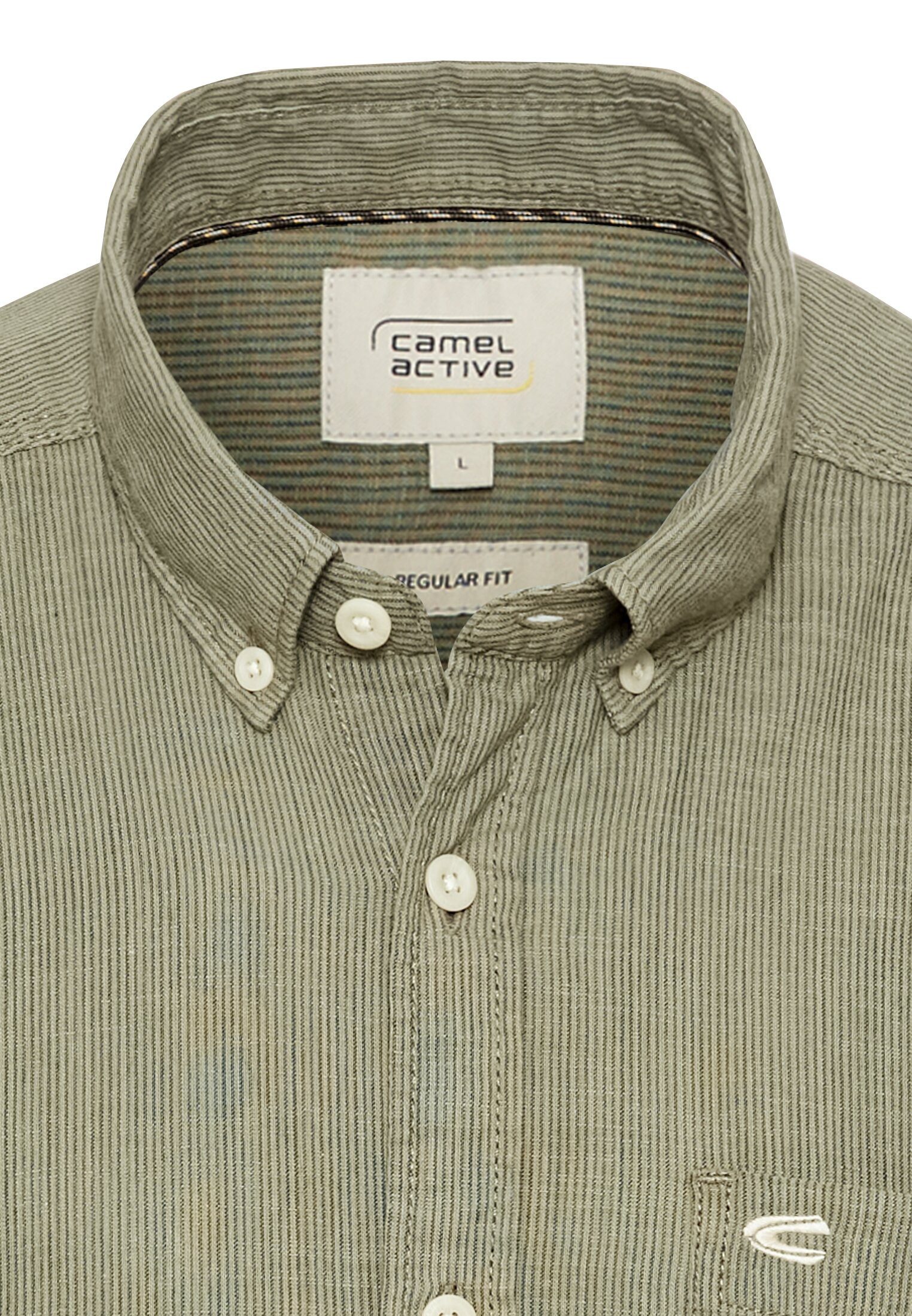 camel active Kurzarmhemd mit Button-Down-Kragen und Brusttasche