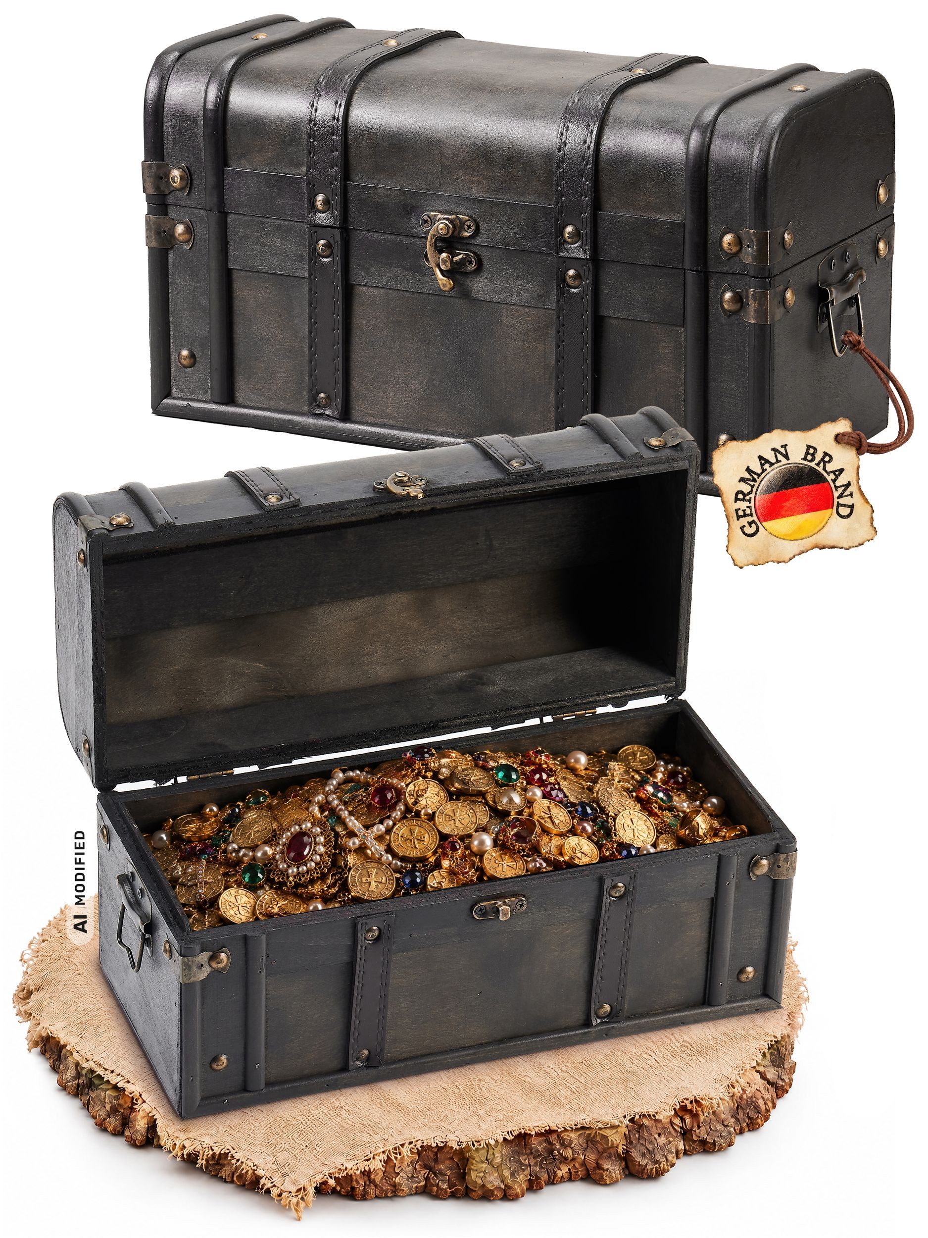Kingpower Schatzkiste Auswahl Schatztruhe aus Holz mit Schloss Holztruhe Schatzkiste