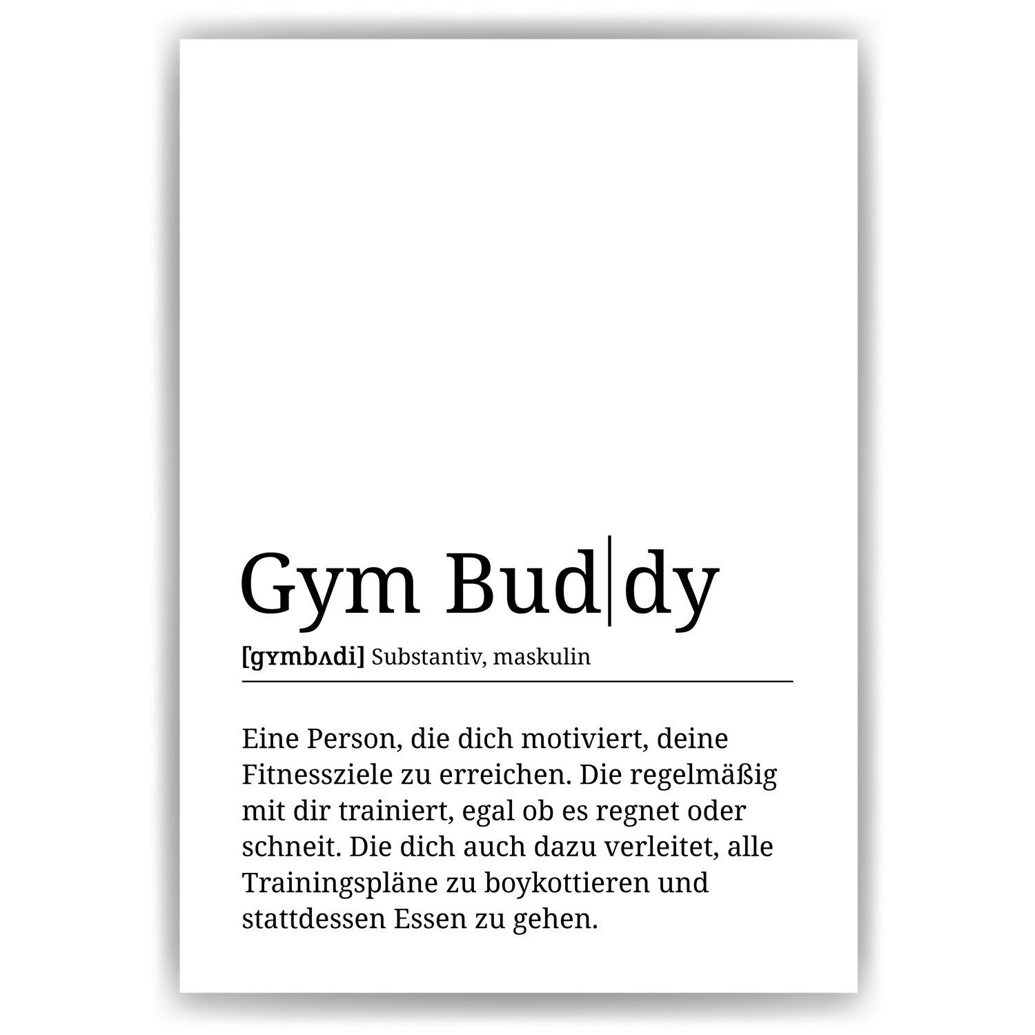 Tigerlino Poster Gym Buddy Definition Fitness Sportler Humor Geschenk