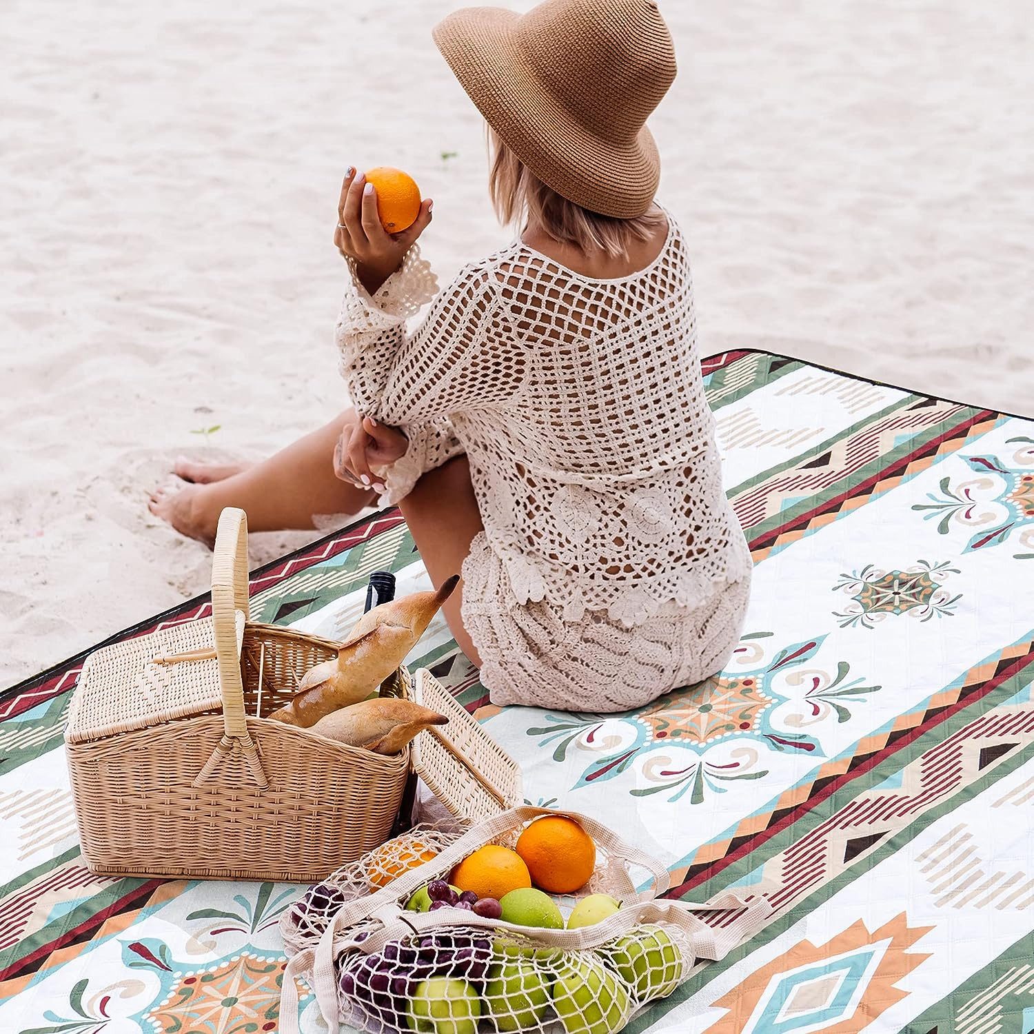 Picknickdecke Outdoor Picknickdecke 200x200cm, Tragbare Waschbar Strandunterlage, TUWENA