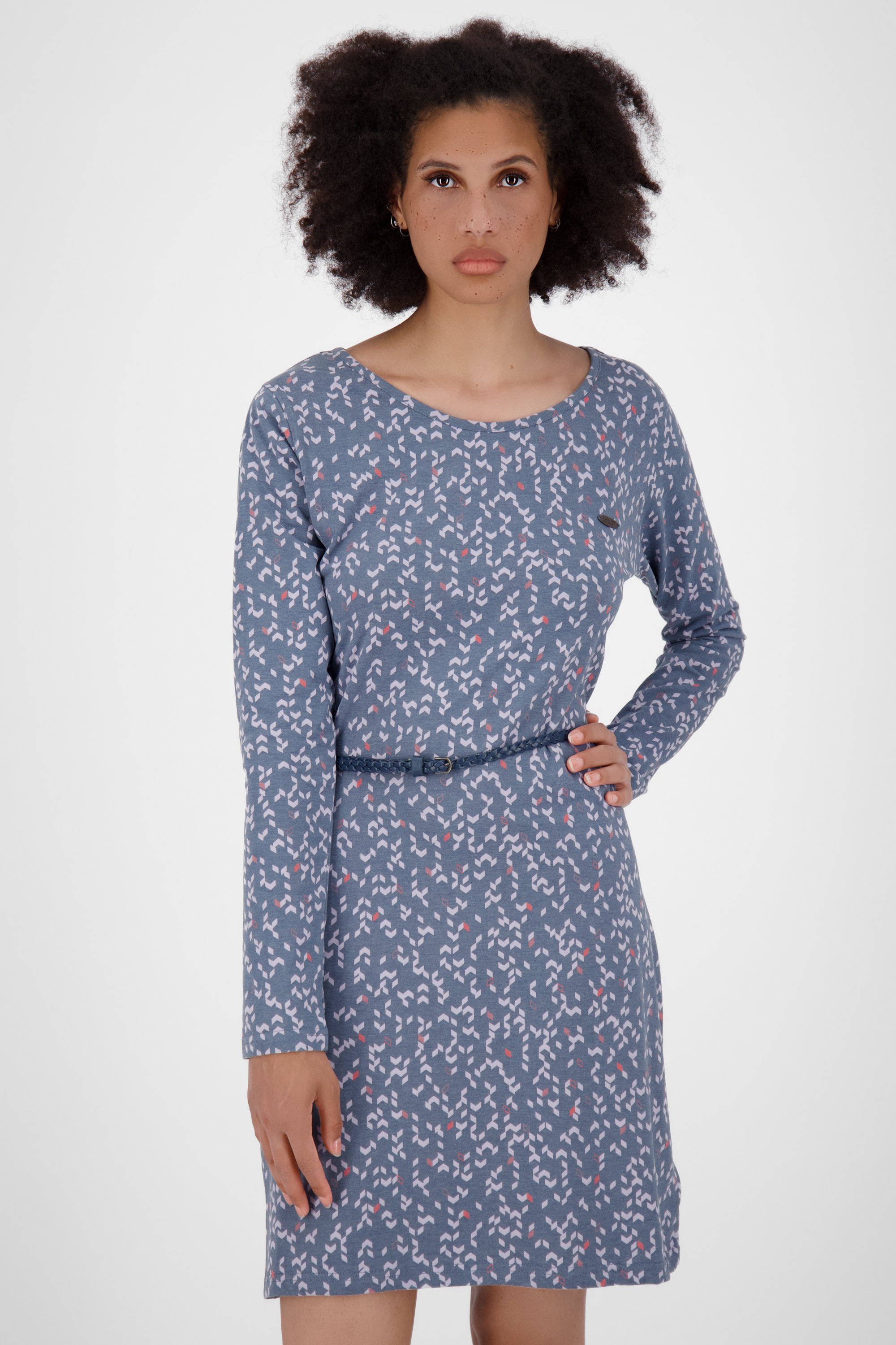 Kickin Longsleeve Dress Langarmkleid, Kleid Damen B Blusenkleid melange nightblue Alife EllinAK &