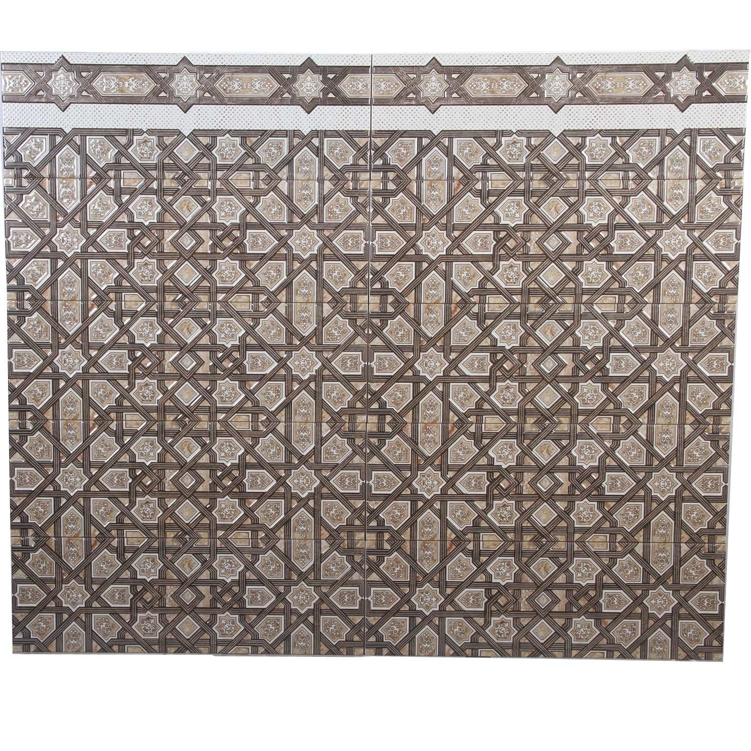 Casa Moro Wandfliese Marokkanische Wandfliesen Kenitra 60x20 cm Ornamentfliesen, orientalische Fliesen für Bad Küche Flur & Küchenrückwand, Endlos Muster mit strukturierter Oberfläche