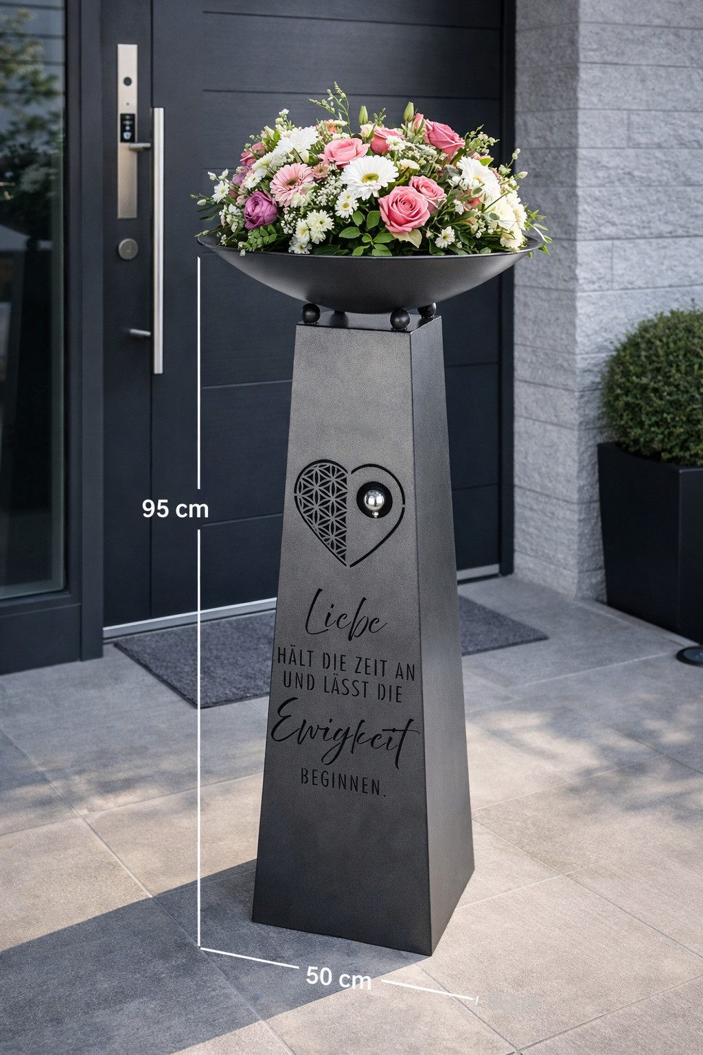 MF Dekoschale Ewige Liebe Schalenständer Metall Grau Antikfinish Dekoschale 95 cm (1 St) – Bild 4 von 5