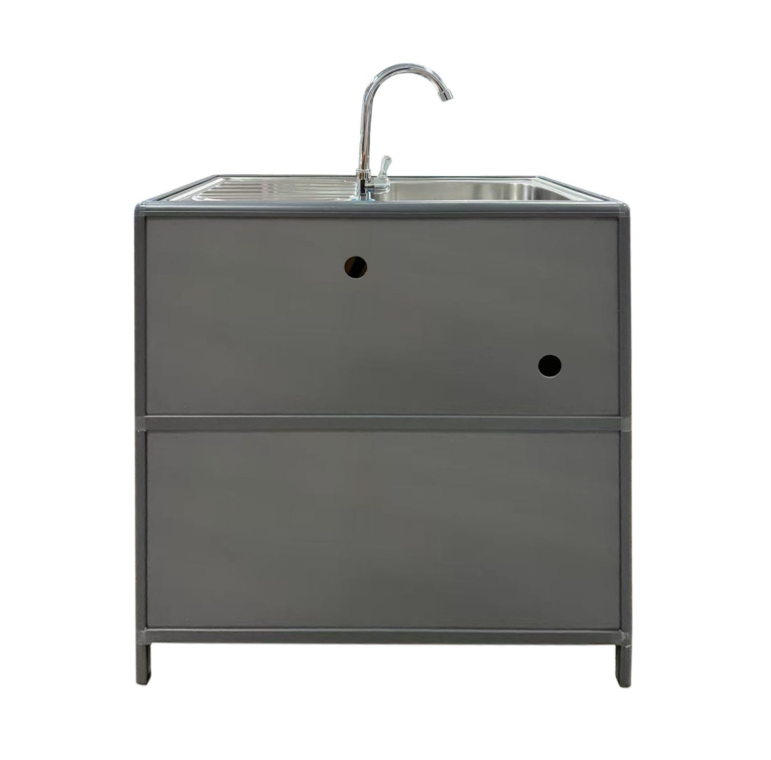 HTI-Living kitchen sink with drainer and base cabinet, 83/43 cm, (1 piece), for garden and camping with stainless steel tap