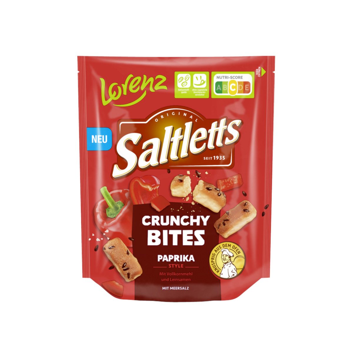 LORENZ Knabberei, Lorenz Saltletts Crunchy Bites Paprika Geschmack Packung 100g