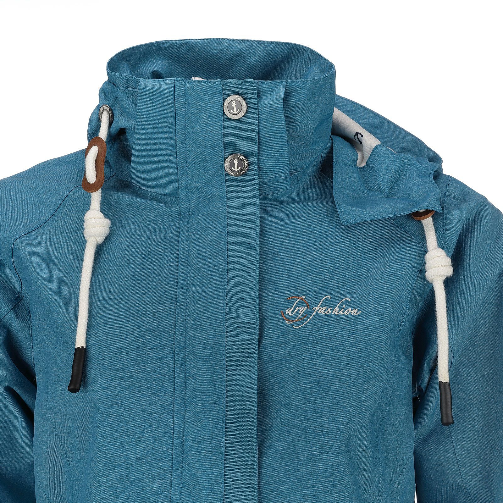 abnehmbarer Fashion Dry Kapuze Jacke - blau Greetsiel melange Damen mit Funktionsjacke wasserdicht winddicht