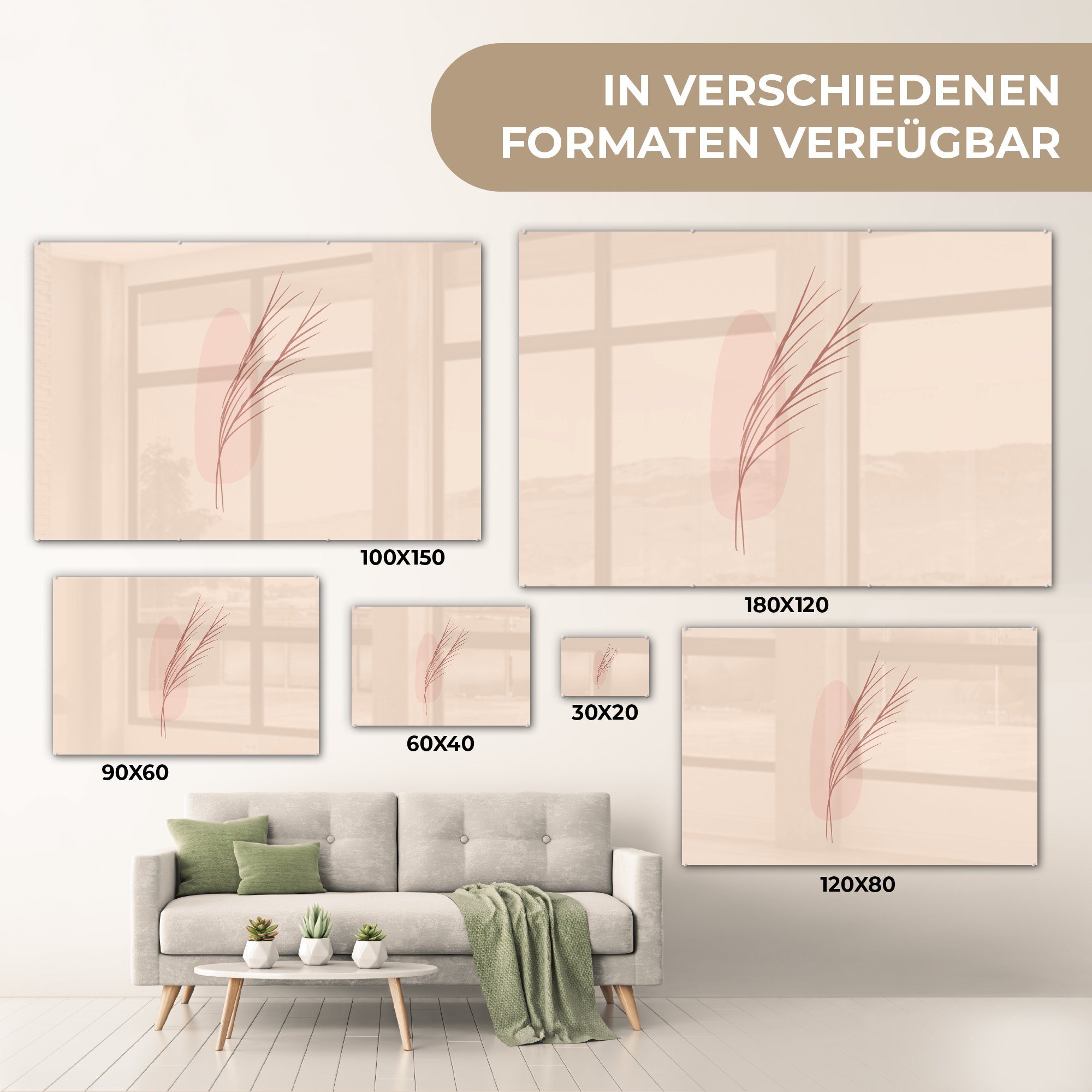 MuchoWow Acrylglasbild (1 Illustration Wohnzimmer Zweigen, St), Schlafzimmer Acrylglasbilder von dünnen Abstrakte &