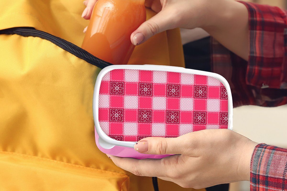 - Erwachsene, Mädchen, Brotdose Rosa Snackbox, Kunststoff, - Blumen, Muster Kinder, (2-tlg), für Kunststoff MuchoWow Lunchbox Brotbox