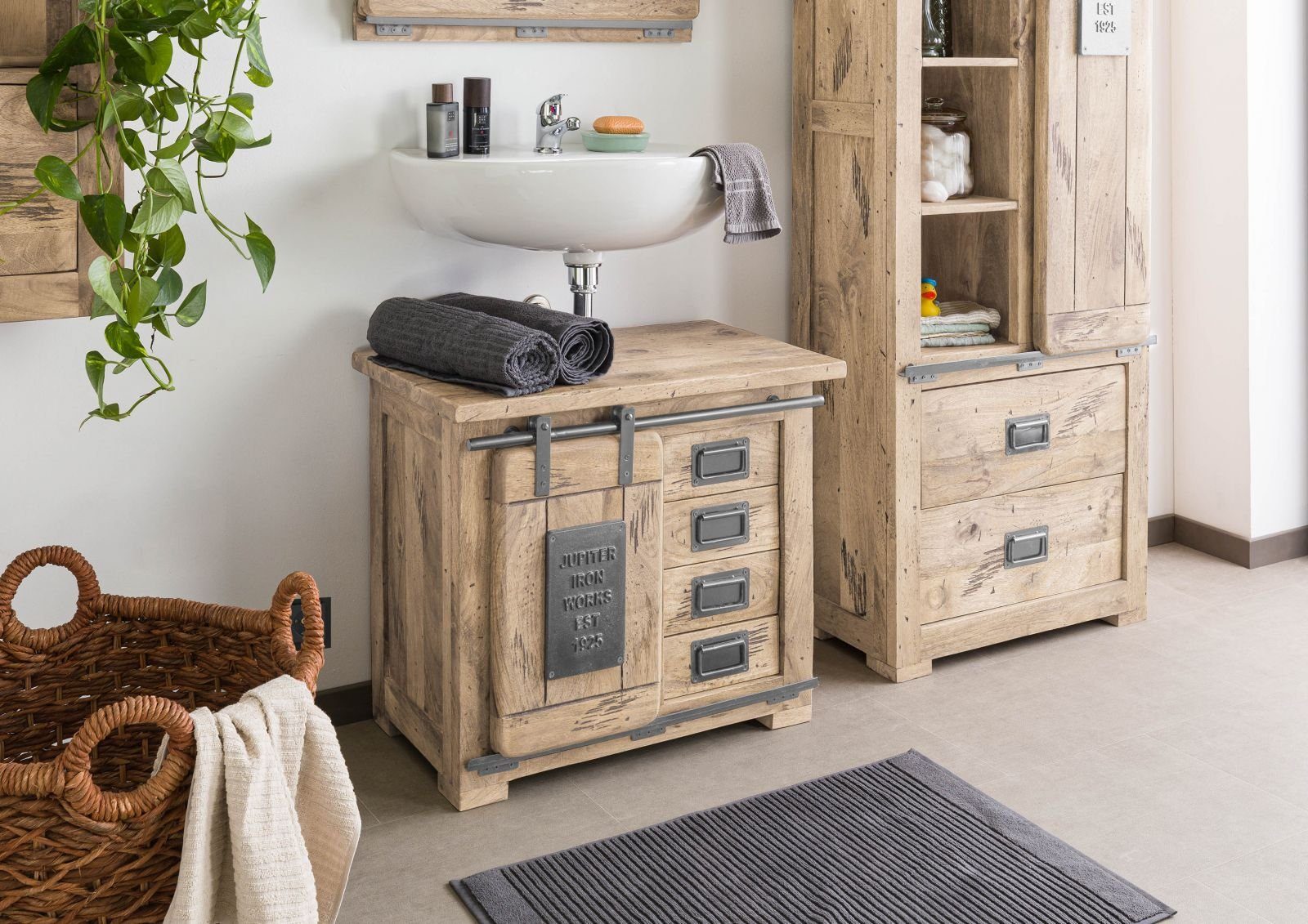 Massivmoebel24 Waschbeckenunterschrank #382 (Unterschrank Mango 70x40x60 günstig online kaufen