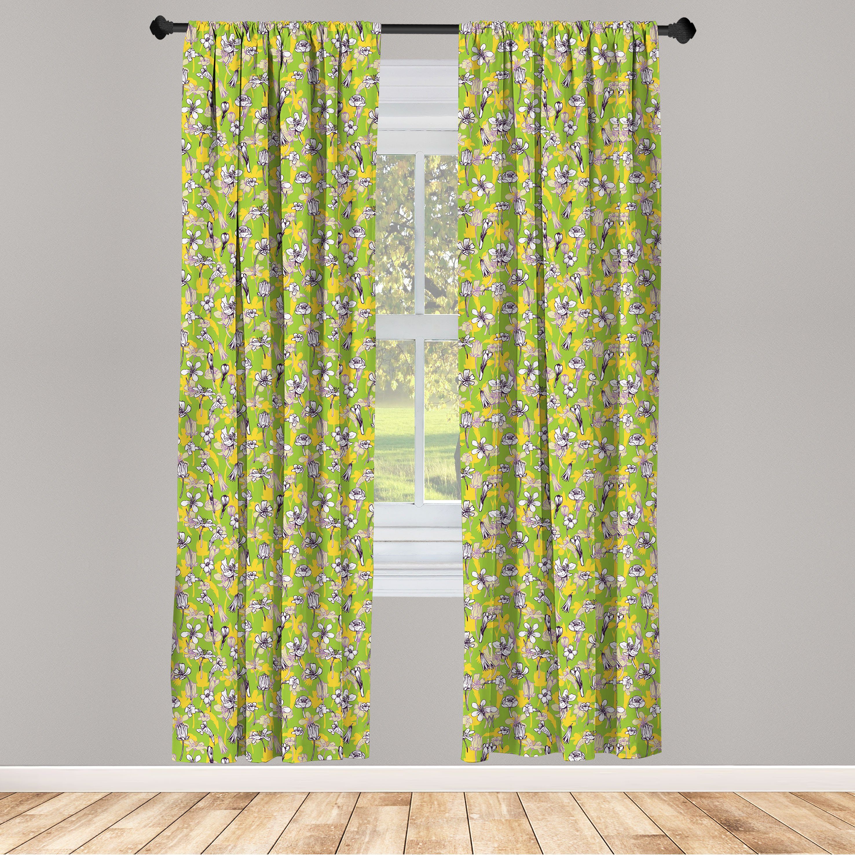 Gardine Vorhang für Wohnzimmer Schlafzimmer Kräuter-Blüten-Feld Blumen Abakuhaus, Microfaser, Dekor