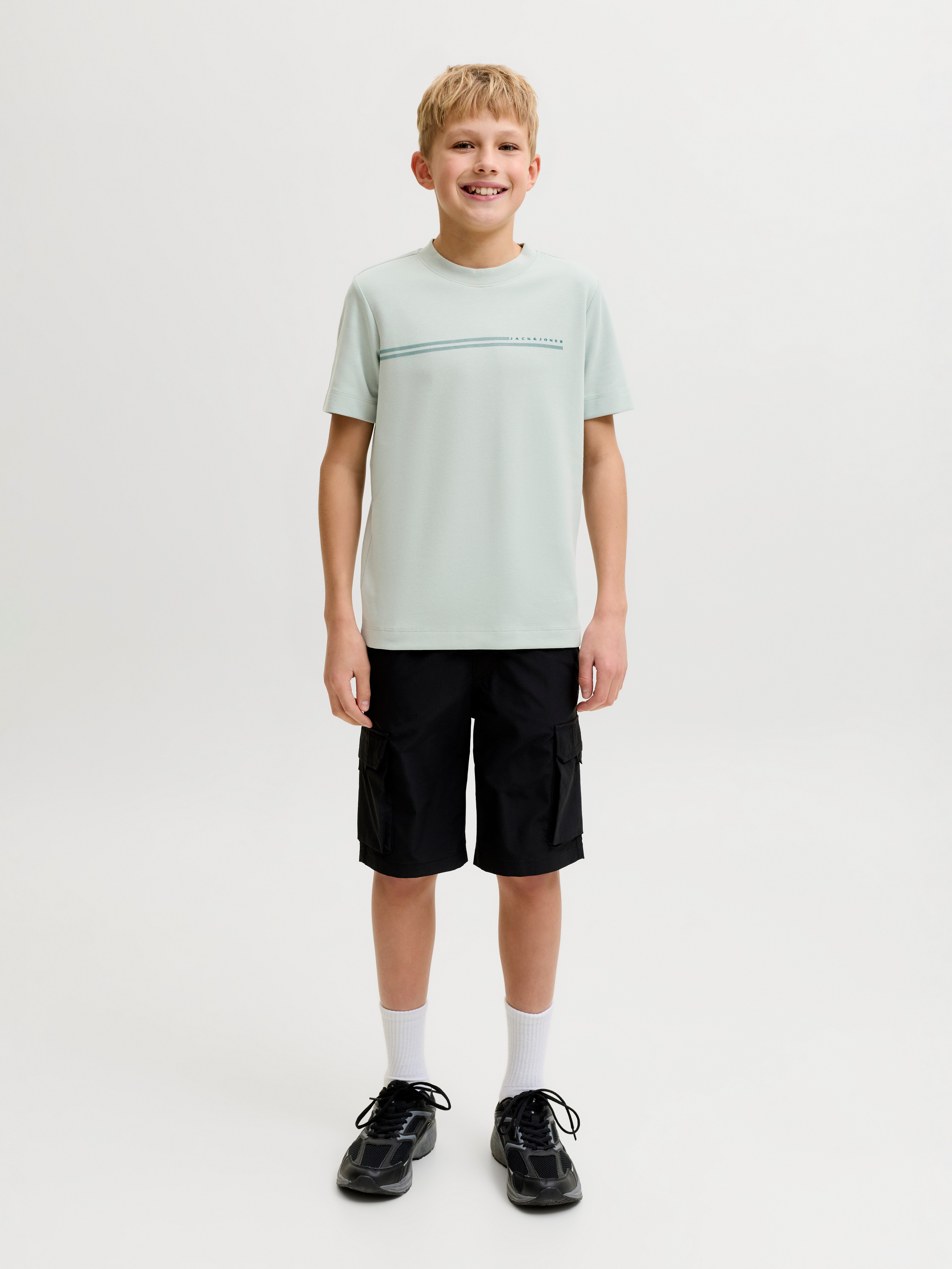 Jack & Jones Junior T-Shirt JCOFUSION CHEST BRAND TEE SS CN JNR Materialmix, regular Fit, Kurzarm – Bild 5 von 5