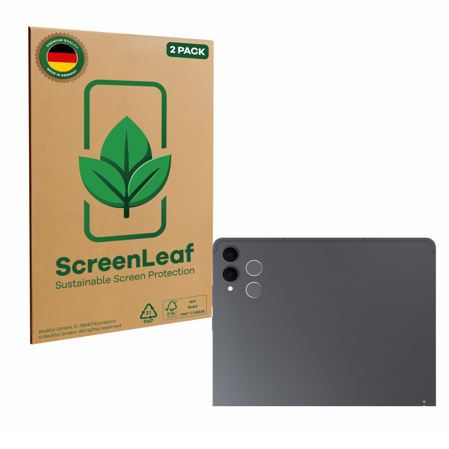 ScreenLeaf Displayschutzfolie Schutzfolie für Samsung Galaxy Tab S11 Ultra (NUR Kameraschutz), 2 Stück, nachhaltiger Displayschutz Schutz Folie Klar Transparent