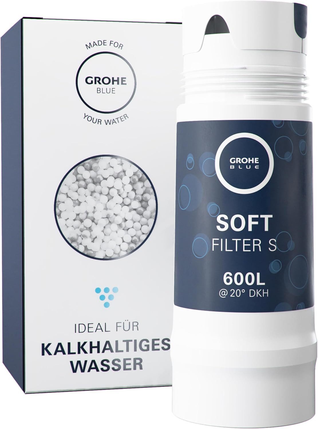 Grohe Kalk- und Wasserfilter Blue, Austauschfilter Soft, S-Size, 600l Kapazität, 40404001