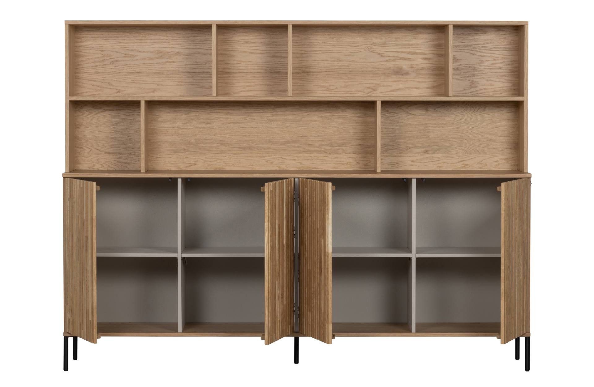 WOOOD Mehrzweckschrank Wandschrank Gravure aus Eichenholz, Natur Push-to-Open-System