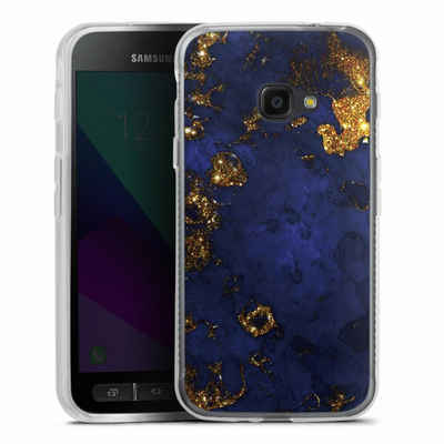 DeinDesign Handyhülle Marmor Gold Utart Blue and Golden Marble Look, Samsung Galaxy Xcover 4 Silikon Hülle Bumper Case Handy Schutzhülle