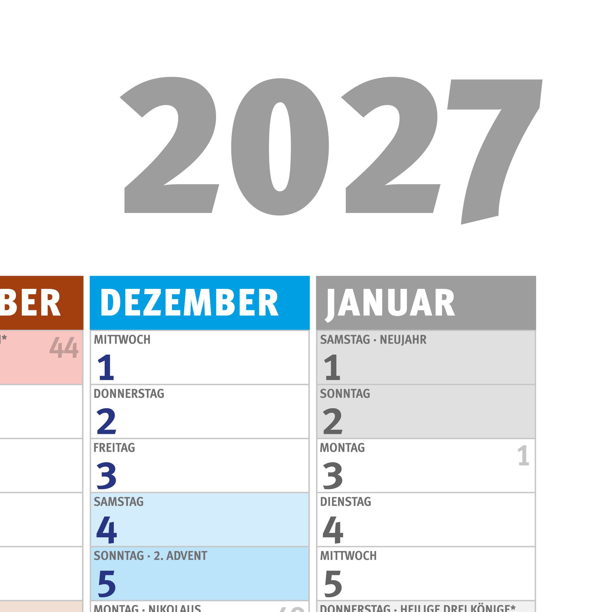 Poster MB 13 - Jahresplaner 2027 - Wandplaner Kalender Poster Druck - 91,5x61 – Bild 2 von 5
