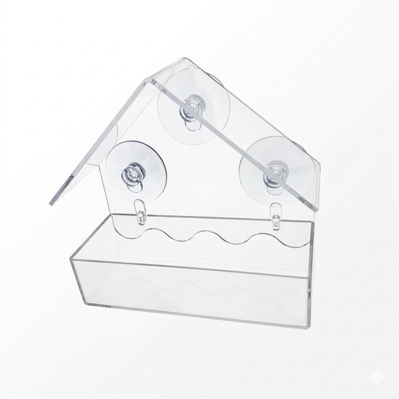 HAC24 Vogelhaus Fenster Vogel Futterhaus Vogelfutterhaus, Wetterfest 15 x 6 x 14,5 cm Kunststoff Transparent 3 Saugnäpfen