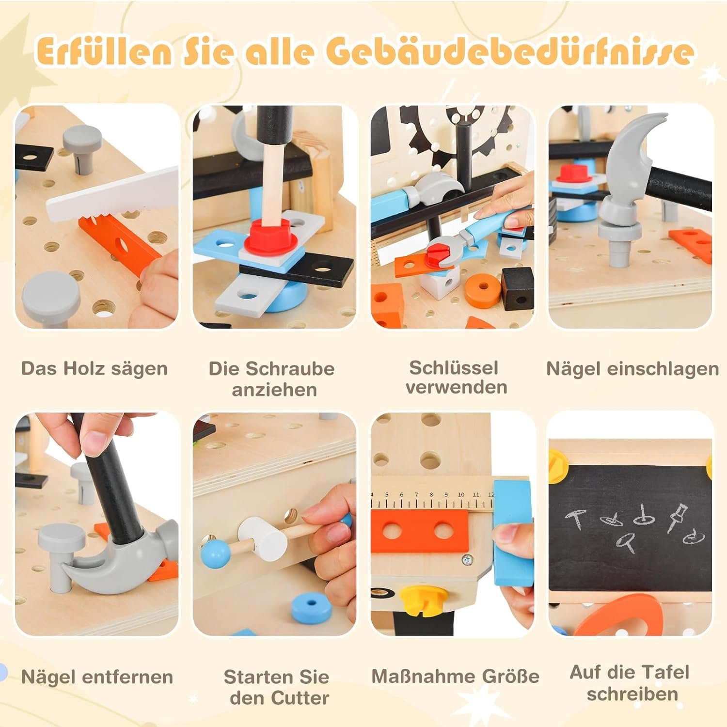 KOMFOTTEU Spielwerkbank, mit Arbeitsplatte, für Kinder ab 3 Jahre