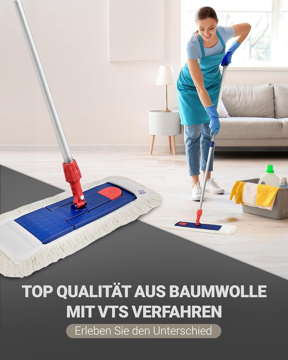 Prieser Wischmopp 10x Profi Baumwolle Bodenwischer 40cm mit Außenfransen