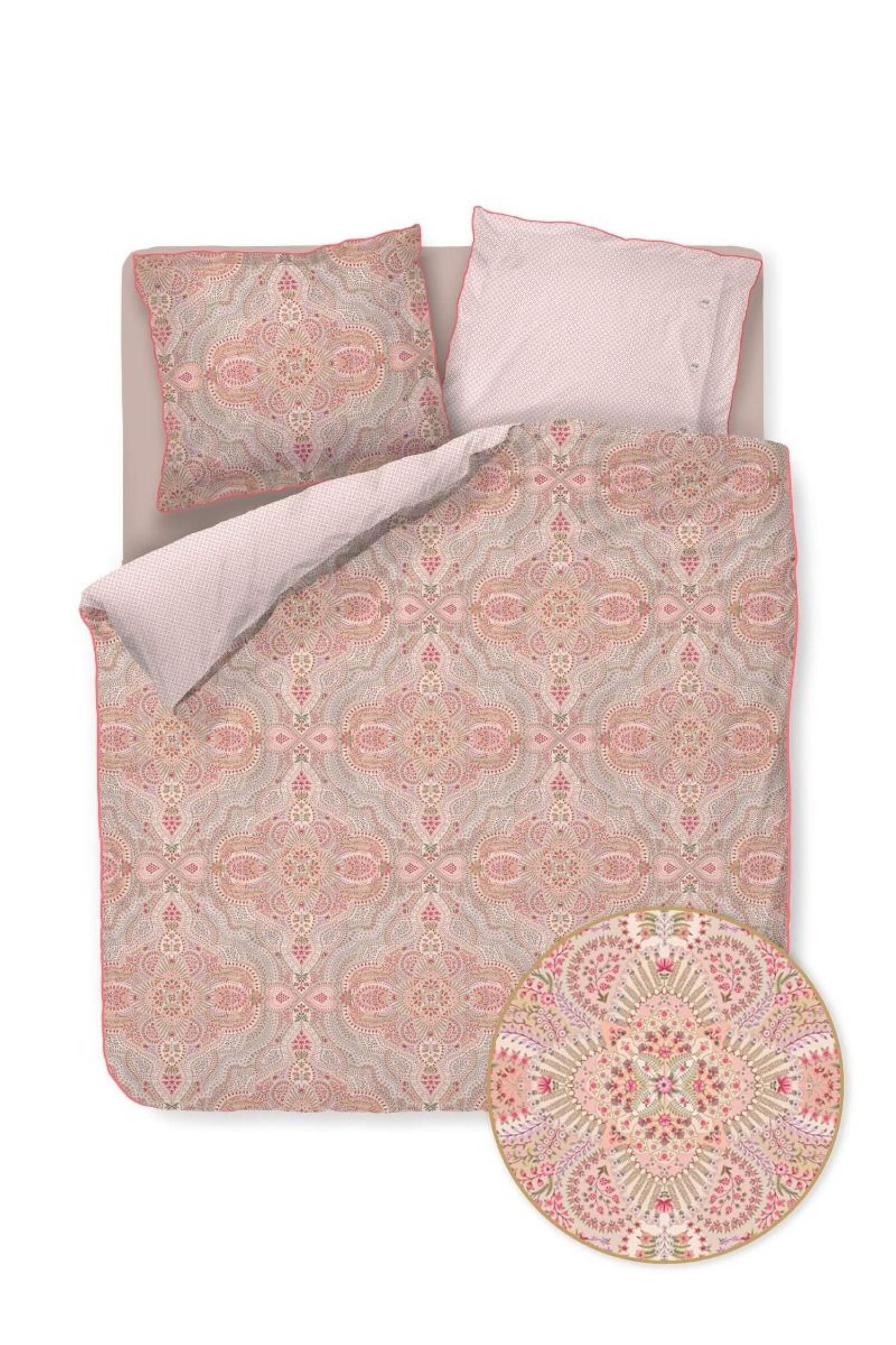 PiP Studio Bettwäsche PIP Studio Perkal Bettwäsche 135x200 Moon Flower Light Pink Ornamente, Perkal, 2 teilig, für den Sommer und Winter, kuschelig weich
