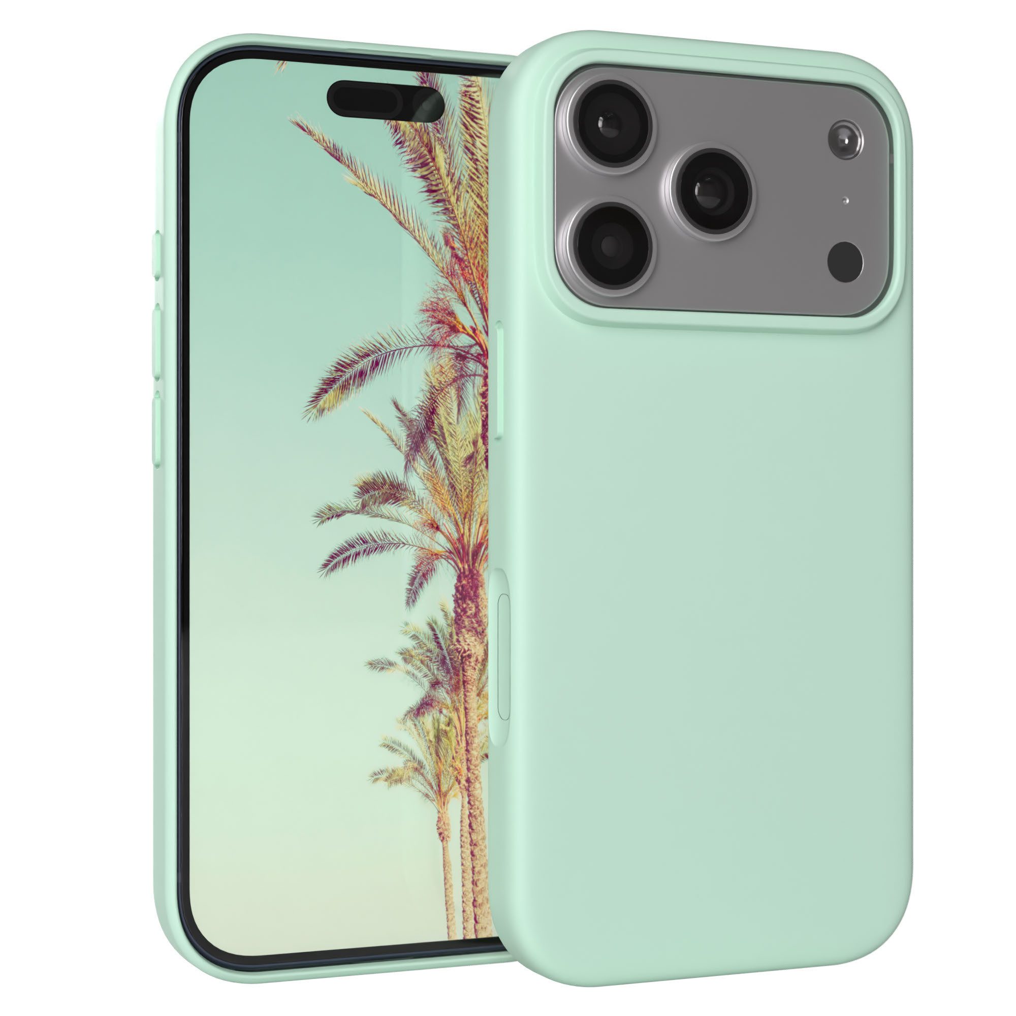 EAZY CASE Handyhülle für Apple iPhone 17 Pro Hülle Silikon 6,3 Zoll, Cover Hülle mit Kameraschutz Bumper Case Slimcover kratzfest Mint Grün