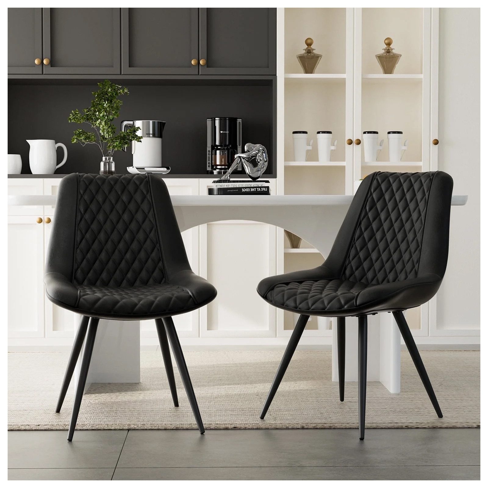 Esszimmerstuhl Esszimmerstuhl Astrid 2er-Set Kunstleder Schwarz
