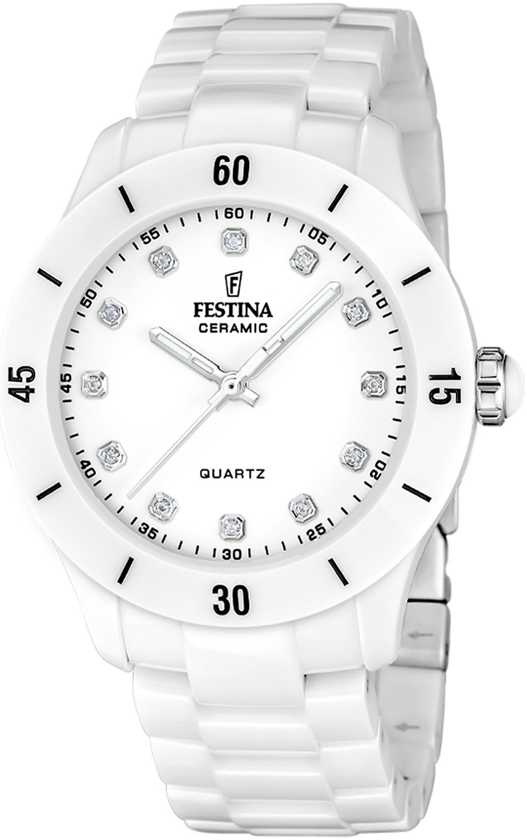 Festina Keramikuhr Ceramic F20720/2, Quarzuhr, Armbanduhr, Damenuhr, analog günstig online kaufen