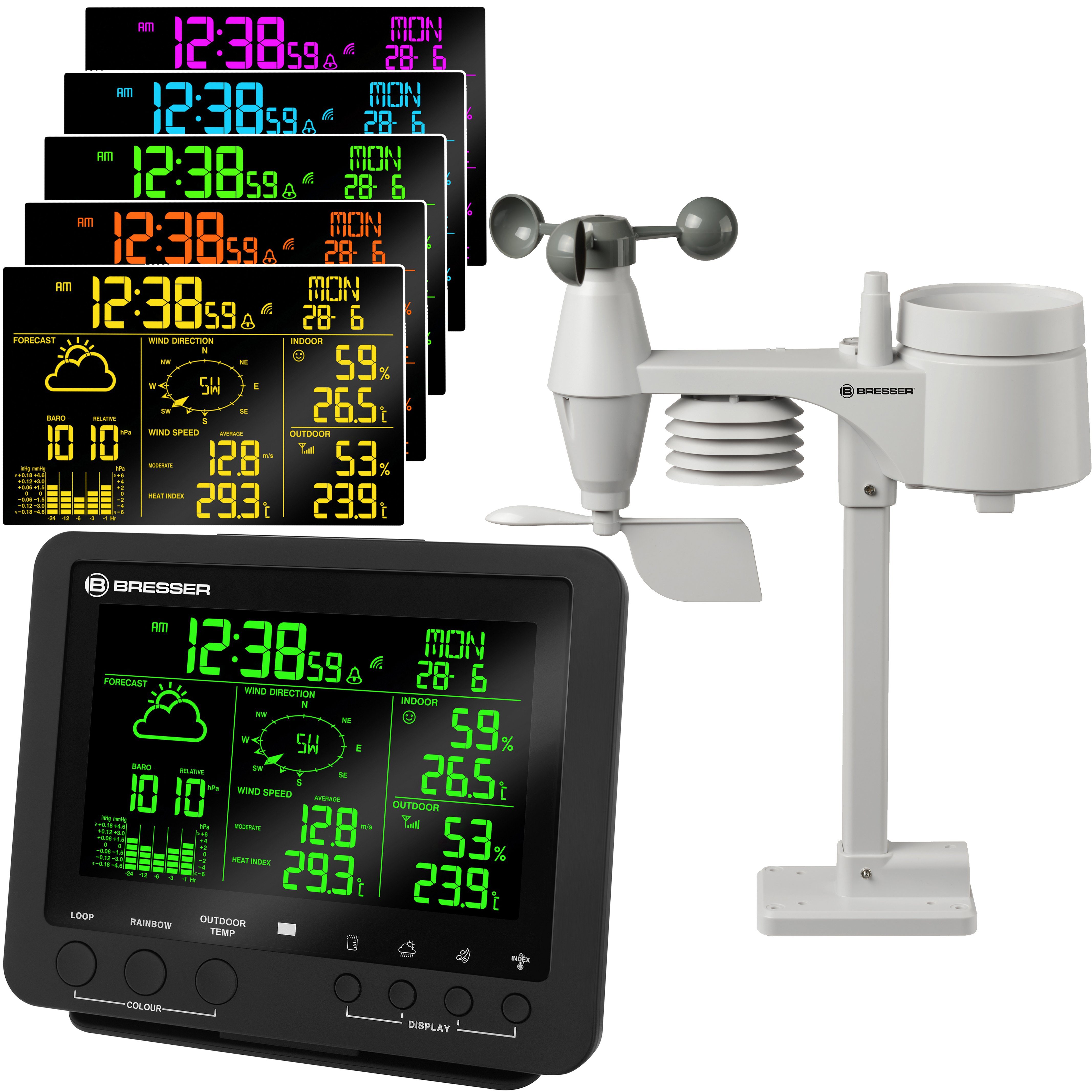 Wetterstation 256-Farb Profi-Wetter Center 5-in-1 schwarz