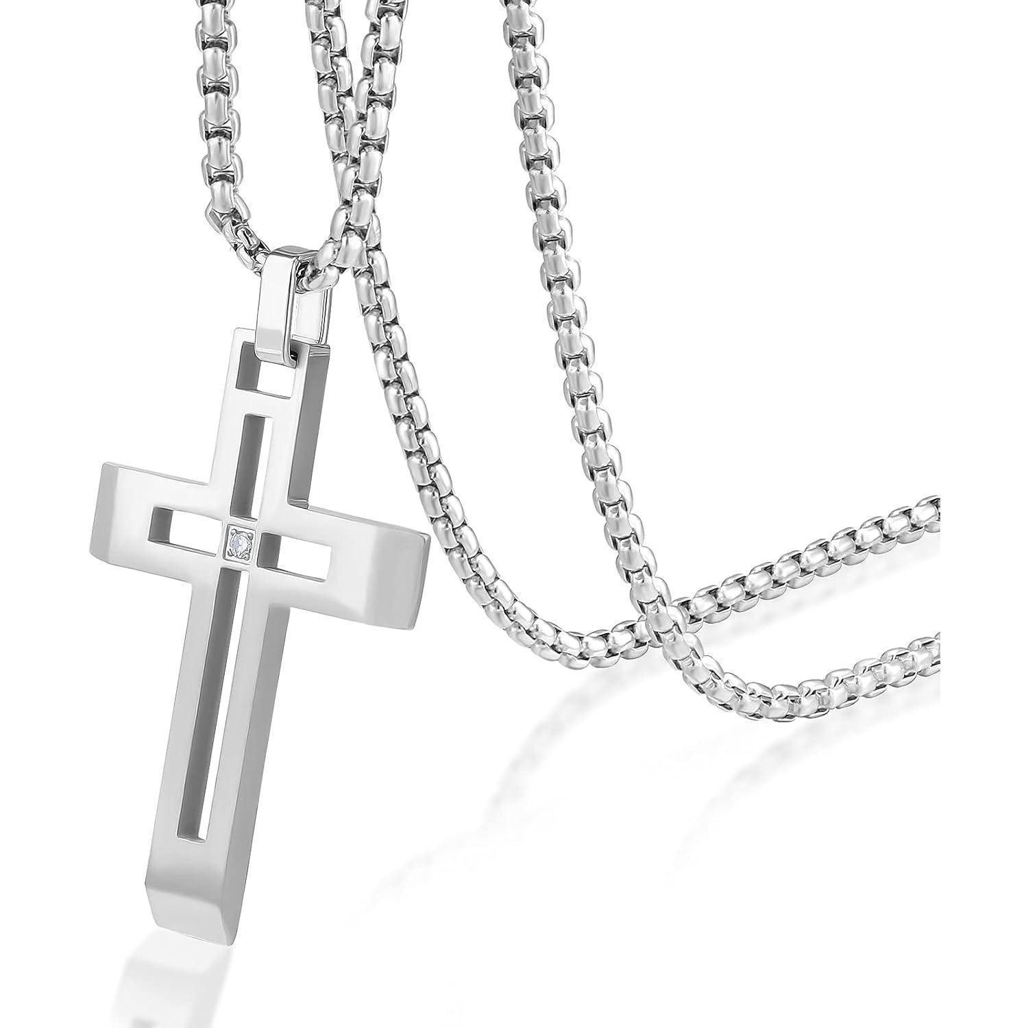 LuxusKollektion Kreuzkette Anhänger Kette 18K Gold/Weißgold plattiert Kreuz günstig online kaufen