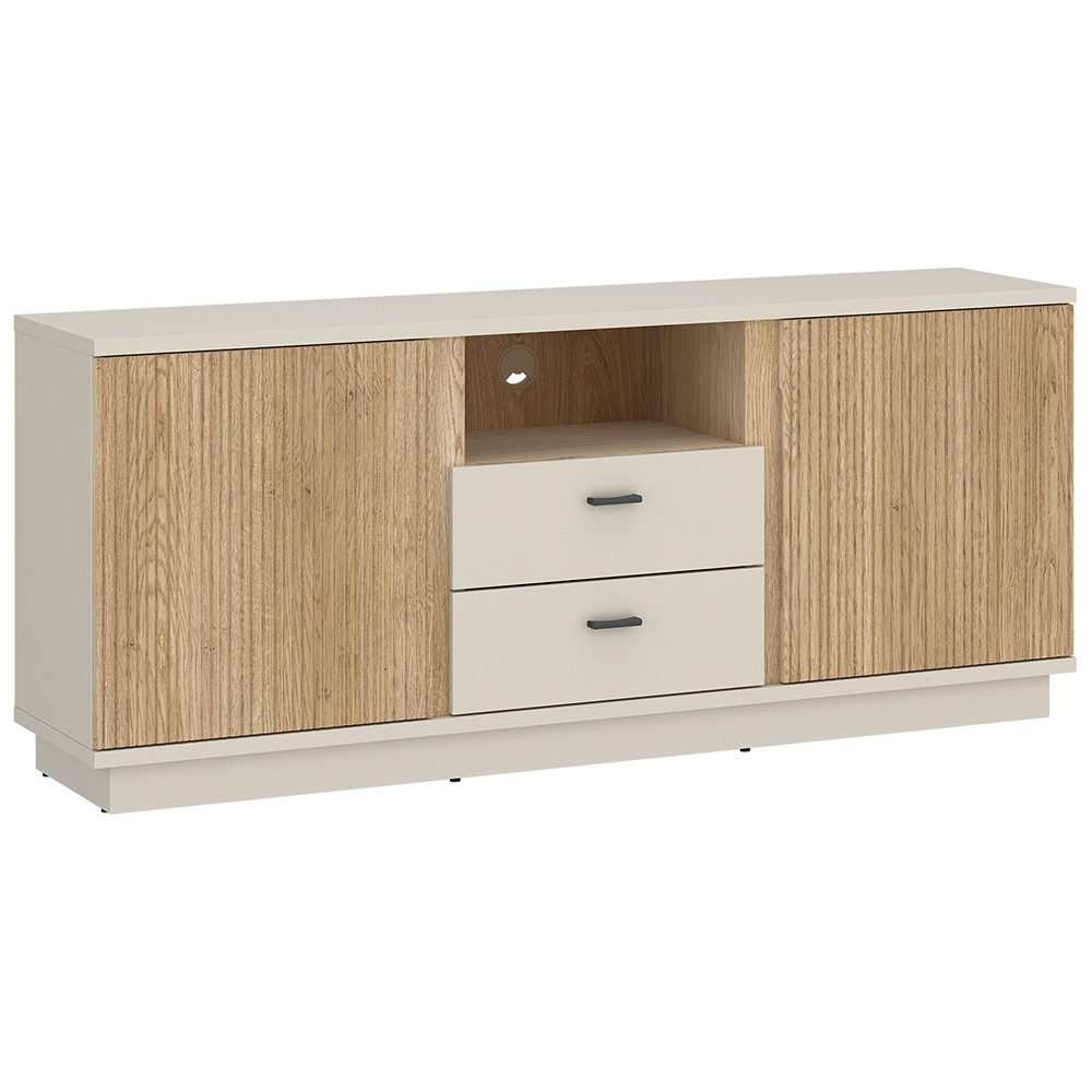 Lomadox Lowboard MOLINA-129, Fernsehschrank 150 cm breit in Eiche & kaschmir mit Softclose-Funktion