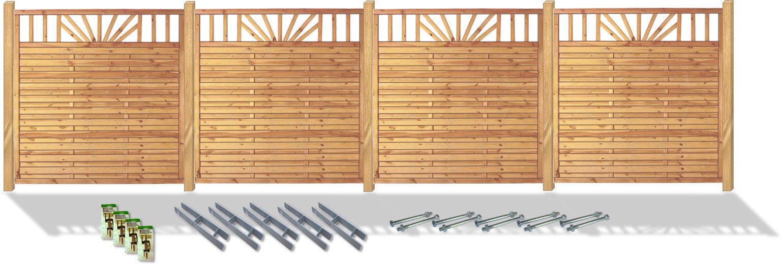 KONIFERA Sichtschutzelement FRISCO, (Komplettset inkl. Zubehör), sonniges Design, verschiedene Längen