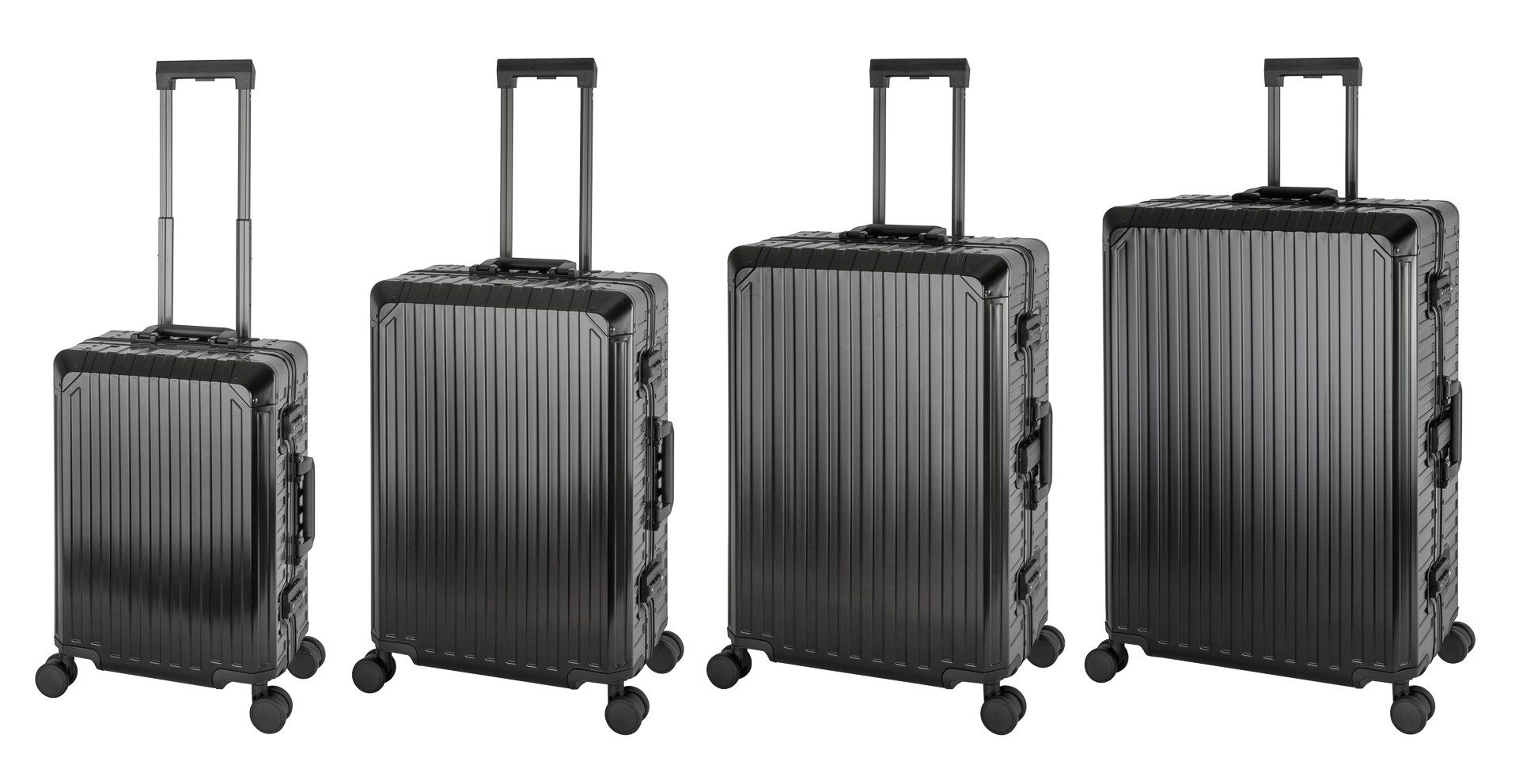 Travelhouse Trolleyset Tokyo, 4 Rollen, (4 tlg., Hartschalen Trolley Set), Aluminium Hartschale TSA Zahlenschloos Aluminium-Rahmen