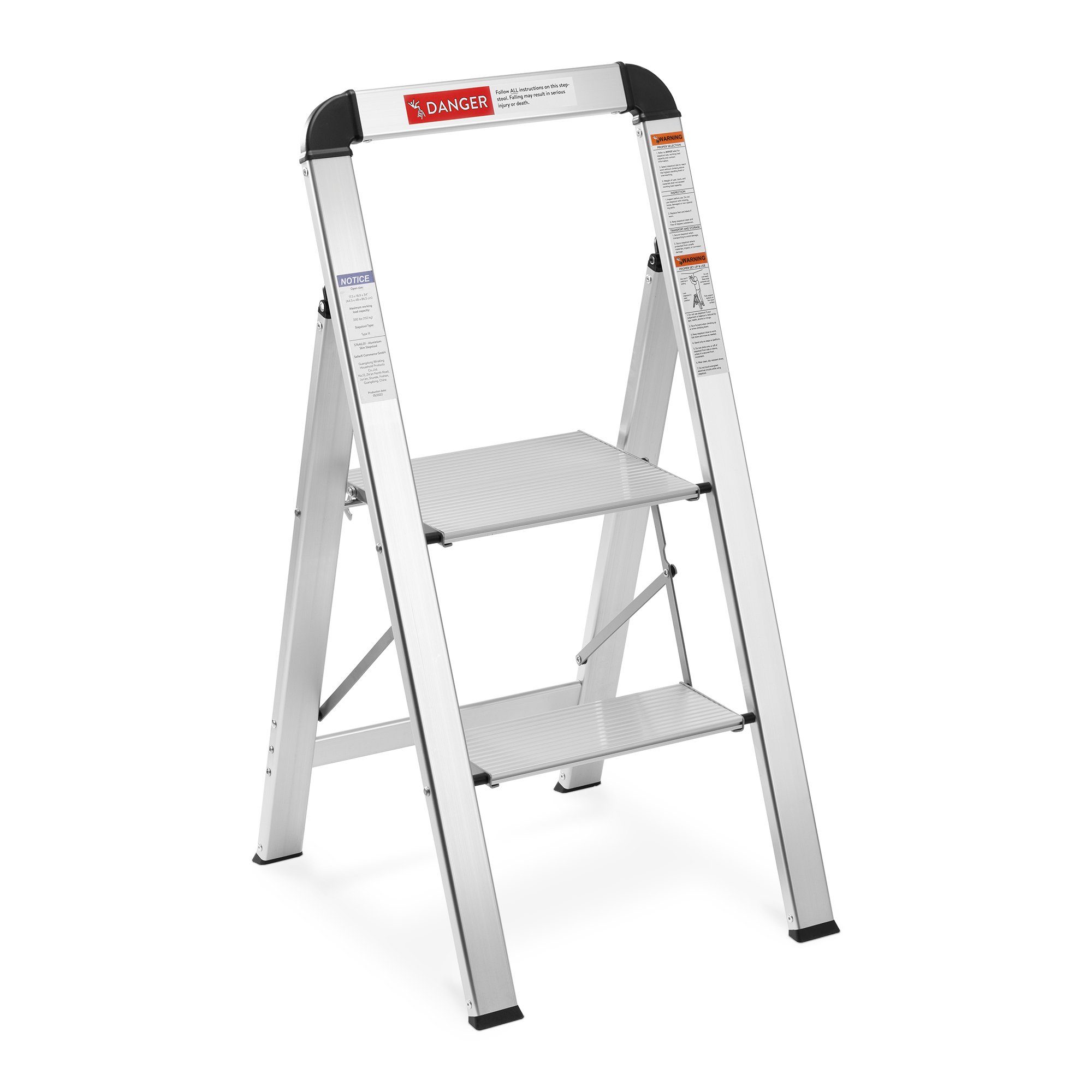 Trittleiter Klappbare Aluminium-Leiter - 2 Stufen, bis 150kg belastbar