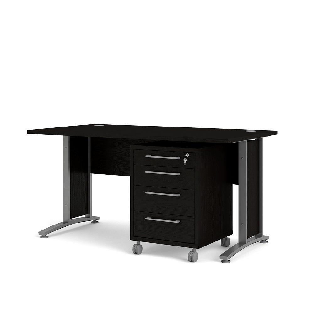 Prisme ebuy24 Schreibtisch mit Esch Schreibtisch Rollcontainer schwarz
